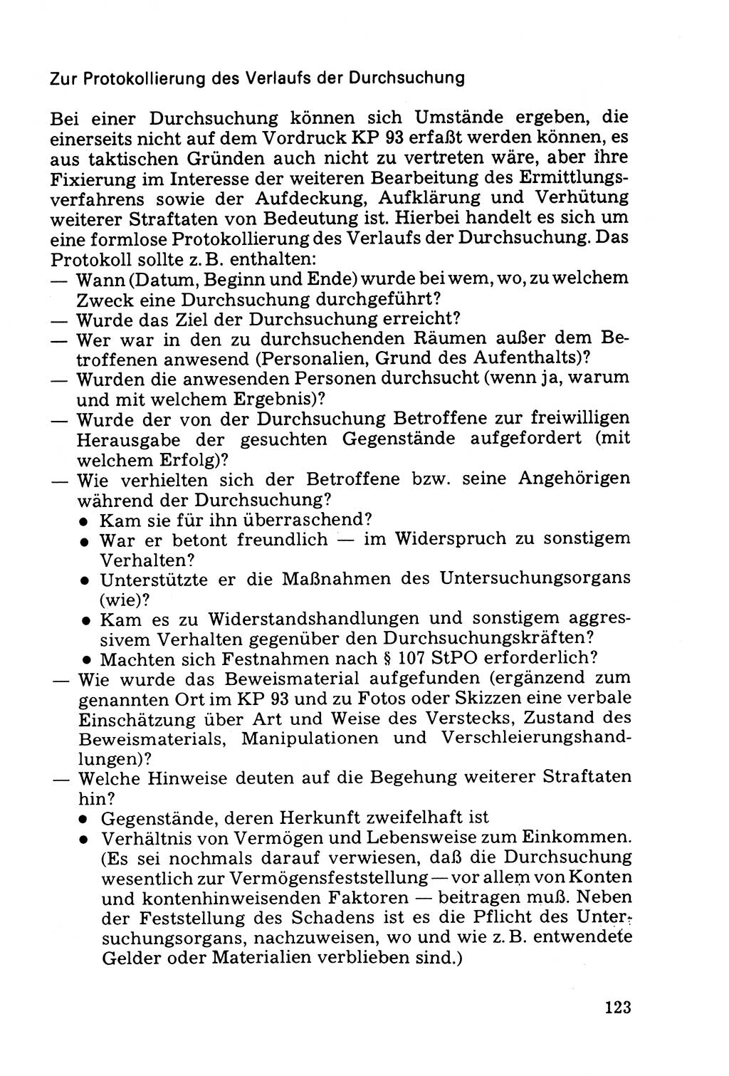 Die Durchsuchung und die Beschlagnahme [Deutsche Demokratische Republik (DDR)] 1979, Seite 123 (Durchs. Beschl. DDR 1979, S. 123)
