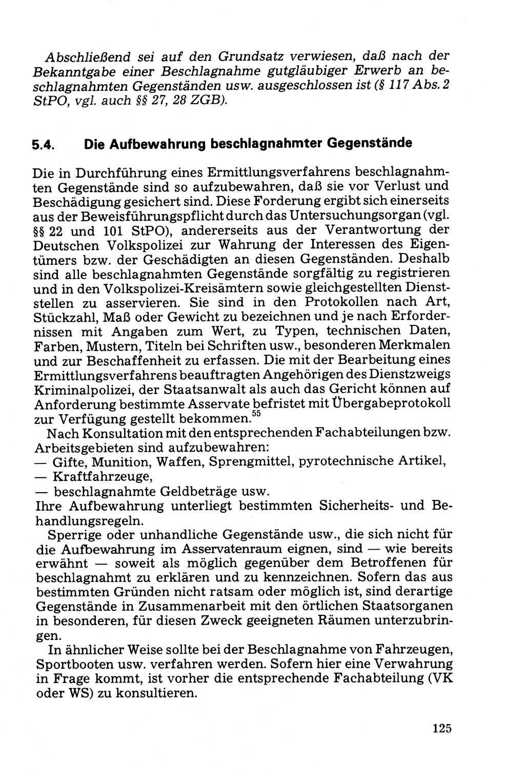 Die Durchsuchung und die Beschlagnahme [Deutsche Demokratische Republik (DDR)] 1979, Seite 125 (Durchs. Beschl. DDR 1979, S. 125)