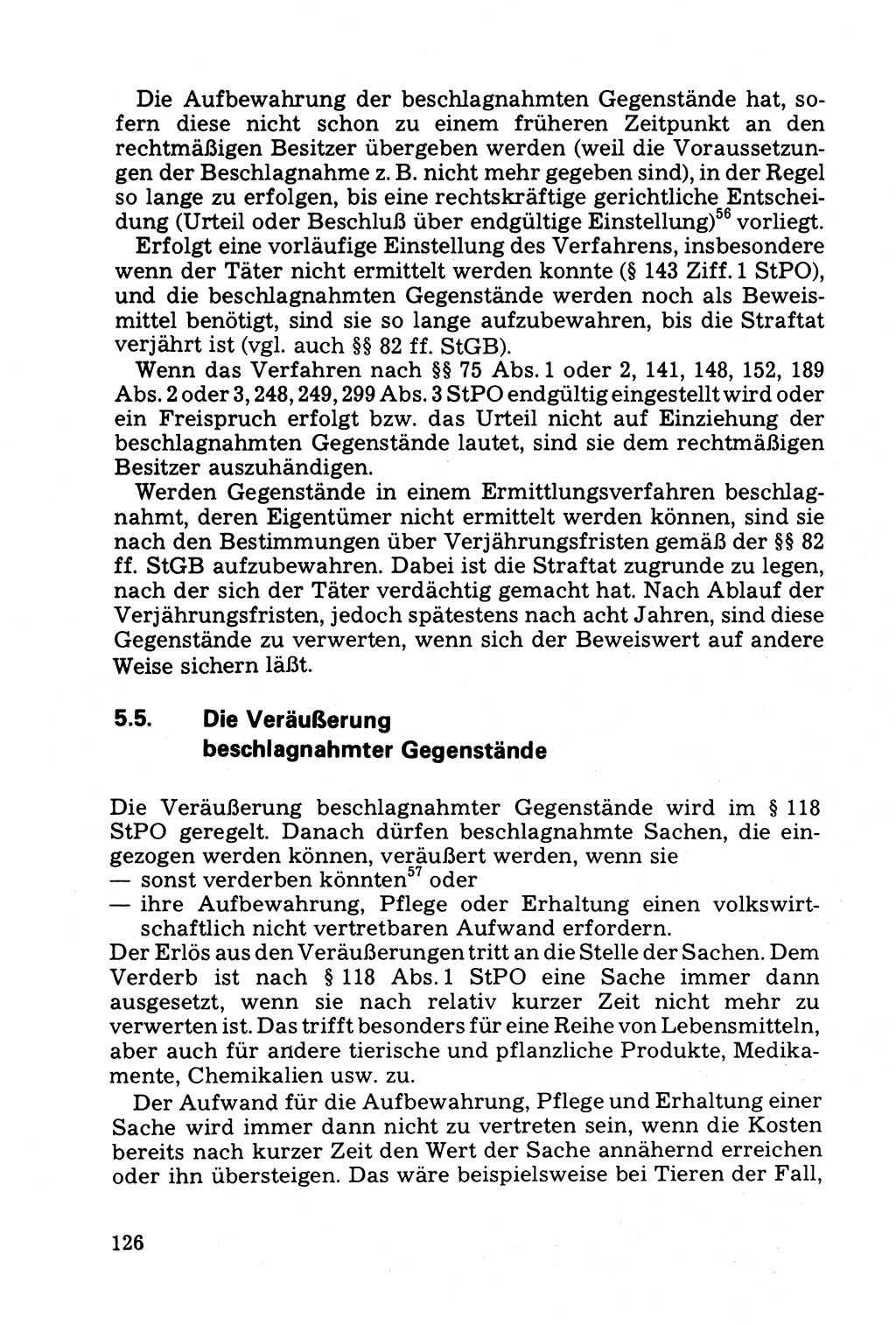 Die Durchsuchung und die Beschlagnahme [Deutsche Demokratische Republik (DDR)] 1979, Seite 126 (Durchs. Beschl. DDR 1979, S. 126)