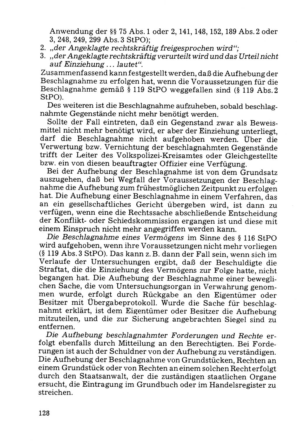 Die Durchsuchung und die Beschlagnahme [Deutsche Demokratische Republik (DDR)] 1979, Seite 128 (Durchs. Beschl. DDR 1979, S. 128)