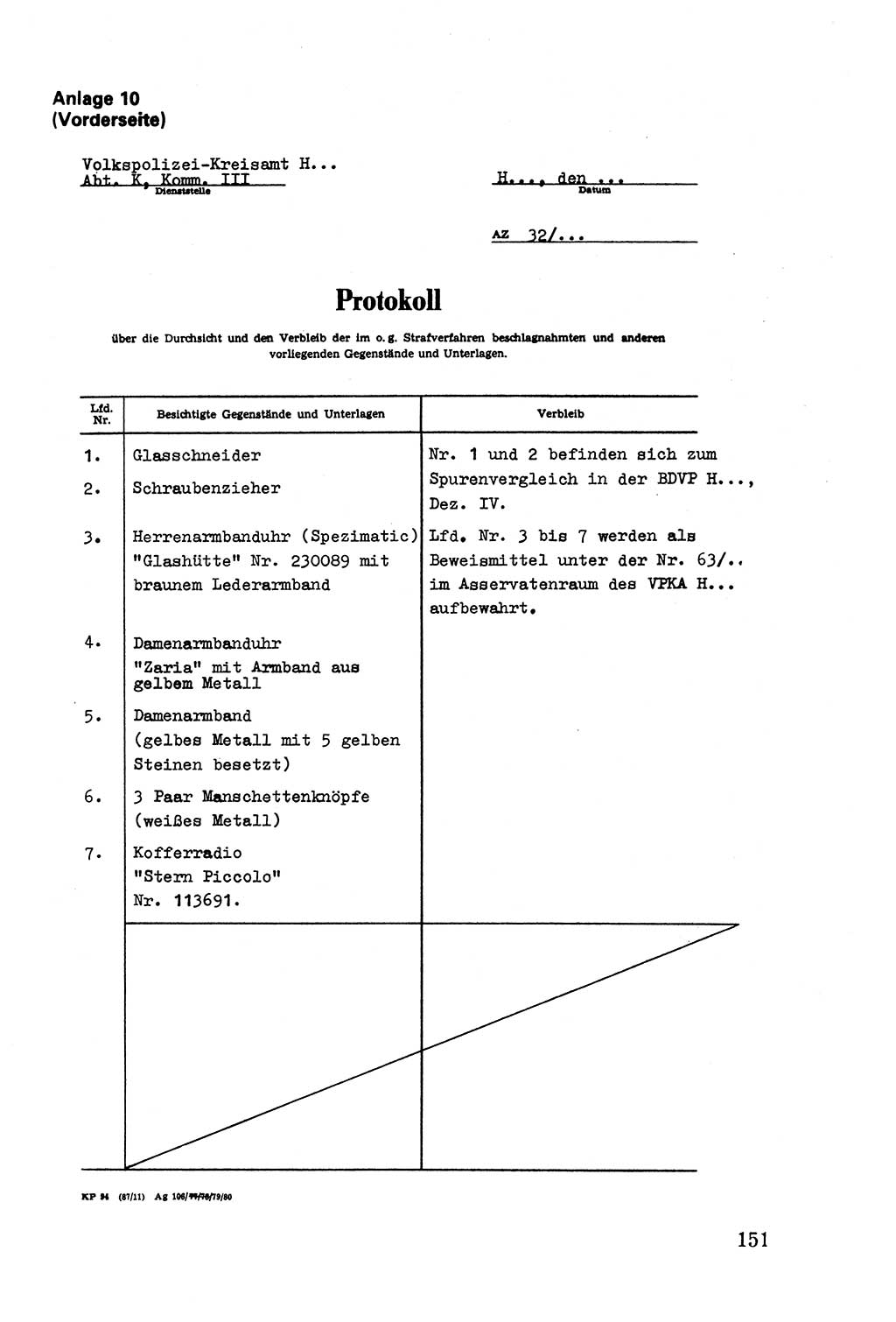 Die Durchsuchung und die Beschlagnahme [Deutsche Demokratische Republik (DDR)] 1979, Seite 151 (Durchs. Beschl. DDR 1979, S. 151)