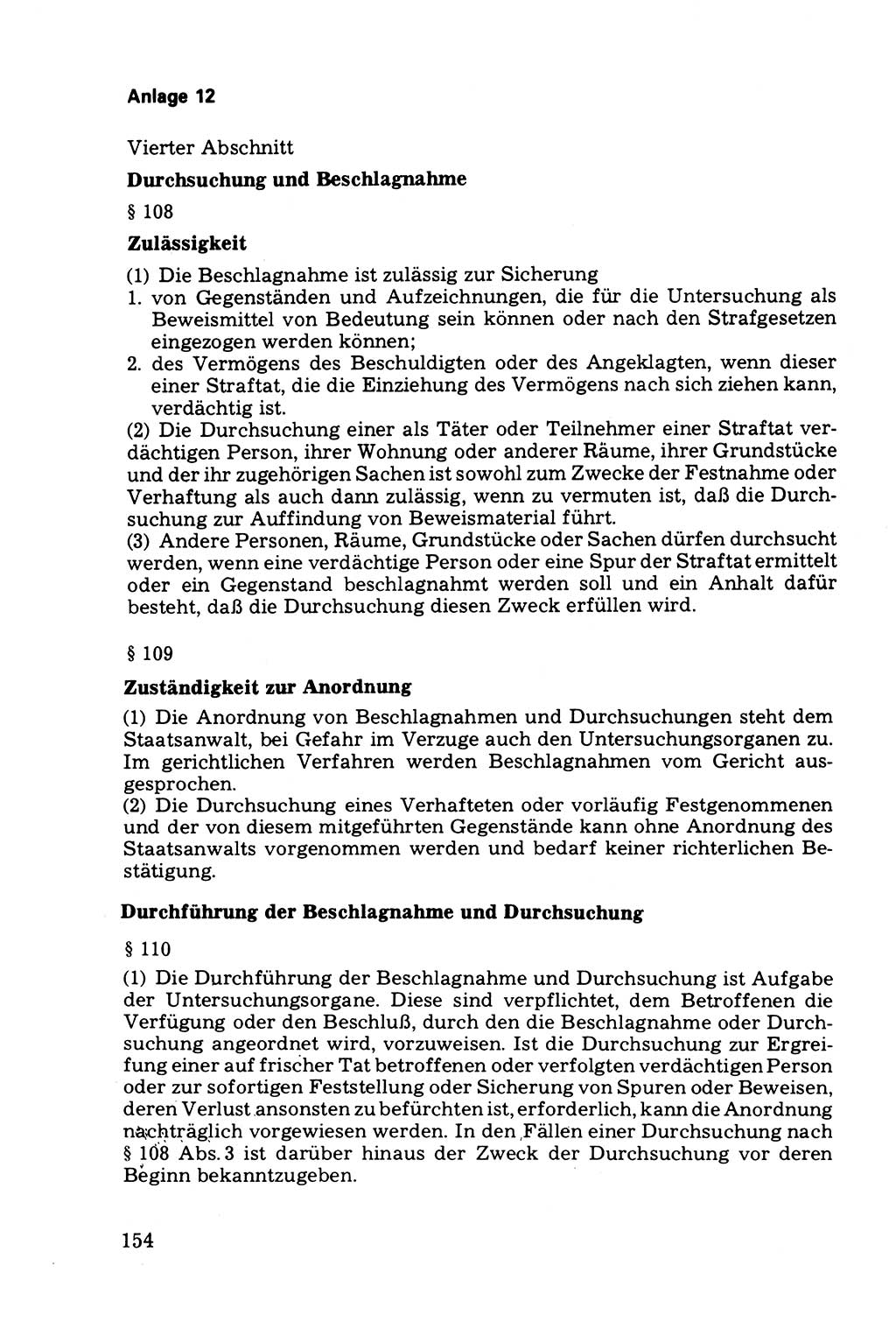 Die Durchsuchung und die Beschlagnahme [Deutsche Demokratische Republik (DDR)] 1979, Seite 154 (Durchs. Beschl. DDR 1979, S. 154)