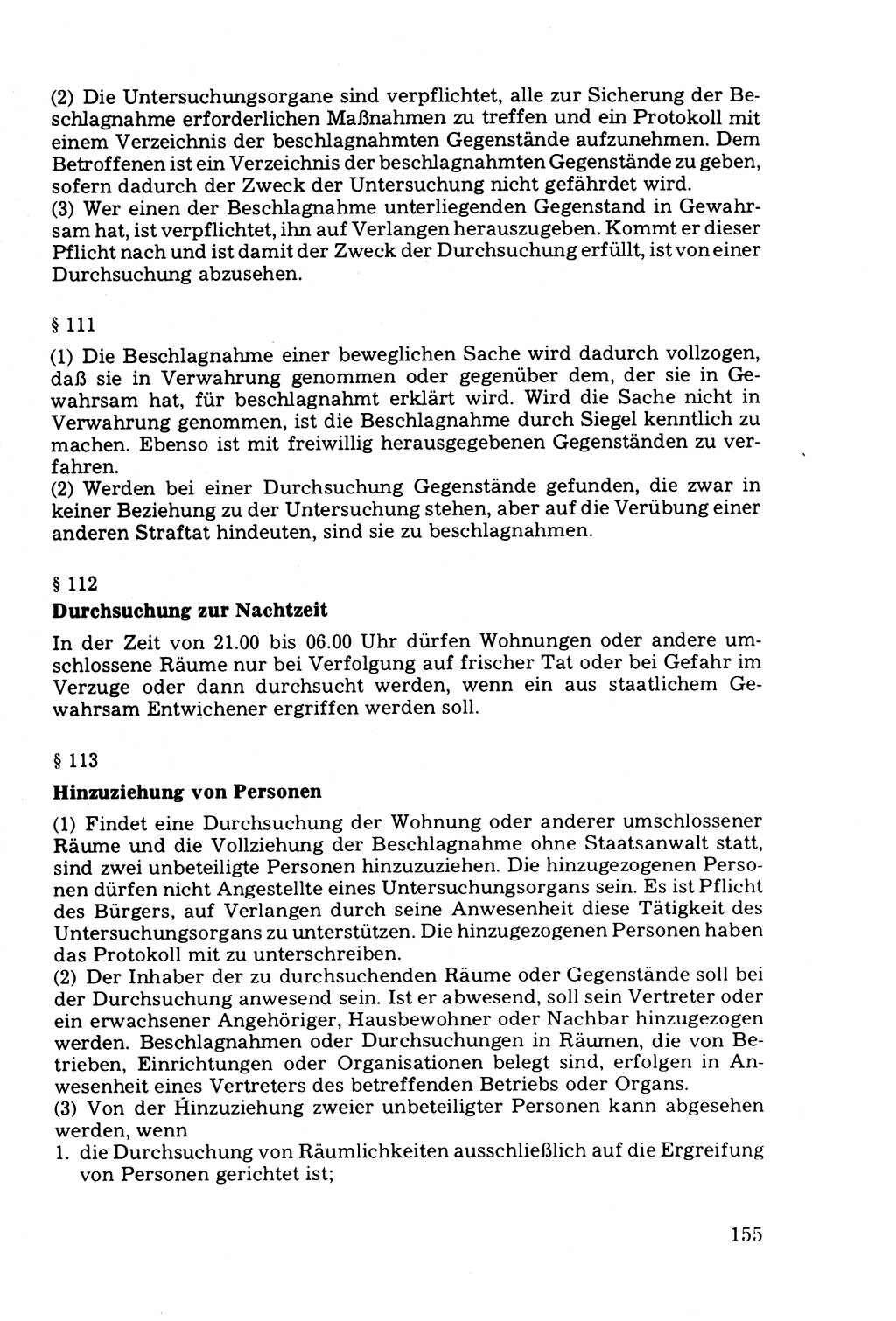 Die Durchsuchung und die Beschlagnahme [Deutsche Demokratische Republik (DDR)] 1979, Seite 155 (Durchs. Beschl. DDR 1979, S. 155)