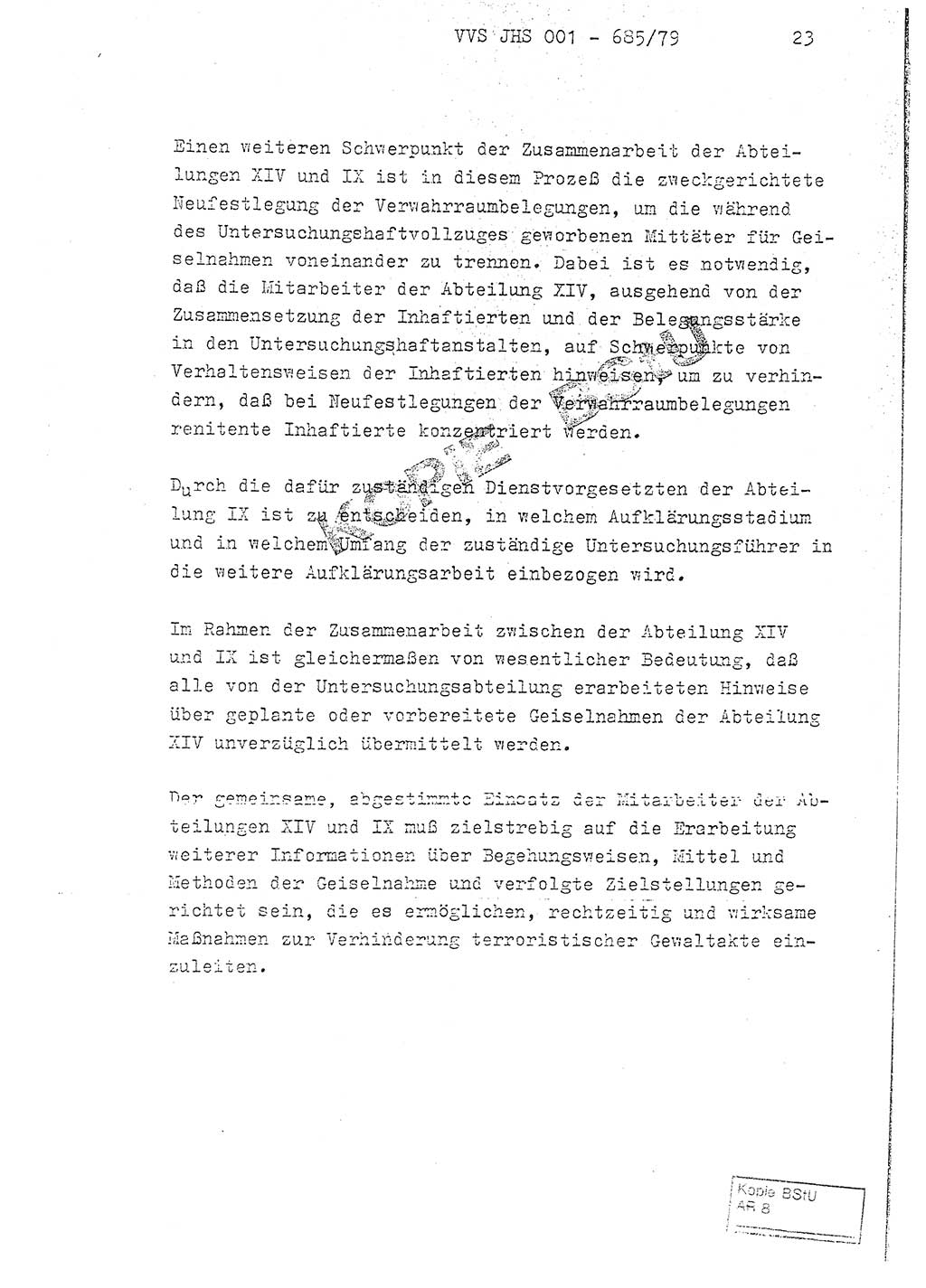 Fachschulabschlußarbeit Oberleutnant Helmut Peckruhn (BV Bln. Abt. ⅩⅣ), Ministerium für Staatssicherheit (MfS) [Deutsche Demokratische Republik (DDR)], Juristische Hochschule (JHS), Vertrauliche Verschlußsache (VVS) 001-685/79, Potsdam 1979, Seite 23 (FS-Abschl.-Arb. MfS DDR JHS VVS 001-685/79 1979, S. 23)