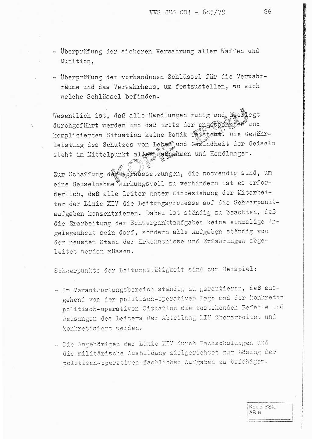 Fachschulabschlußarbeit Oberleutnant Helmut Peckruhn (BV Bln. Abt. ⅩⅣ), Ministerium für Staatssicherheit (MfS) [Deutsche Demokratische Republik (DDR)], Juristische Hochschule (JHS), Vertrauliche Verschlußsache (VVS) 001-685/79, Potsdam 1979, Seite 26 (FS-Abschl.-Arb. MfS DDR JHS VVS 001-685/79 1979, S. 26)