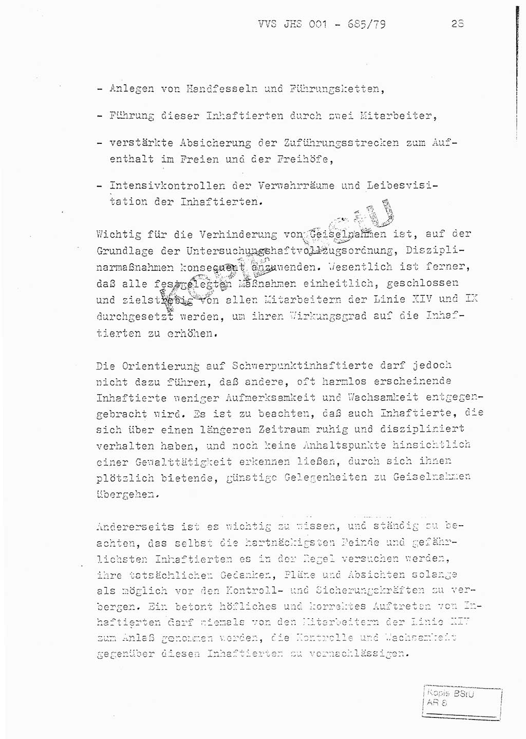 Fachschulabschlußarbeit Oberleutnant Helmut Peckruhn (BV Bln. Abt. ⅩⅣ), Ministerium für Staatssicherheit (MfS) [Deutsche Demokratische Republik (DDR)], Juristische Hochschule (JHS), Vertrauliche Verschlußsache (VVS) 001-685/79, Potsdam 1979, Seite 28 (FS-Abschl.-Arb. MfS DDR JHS VVS 001-685/79 1979, S. 28)