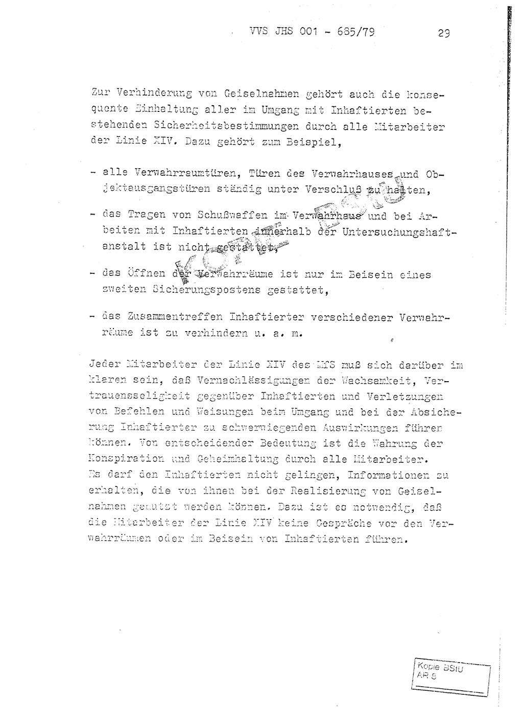 Fachschulabschlußarbeit Oberleutnant Helmut Peckruhn (BV Bln. Abt. ⅩⅣ), Ministerium für Staatssicherheit (MfS) [Deutsche Demokratische Republik (DDR)], Juristische Hochschule (JHS), Vertrauliche Verschlußsache (VVS) 001-685/79, Potsdam 1979, Seite 29 (FS-Abschl.-Arb. MfS DDR JHS VVS 001-685/79 1979, S. 29)