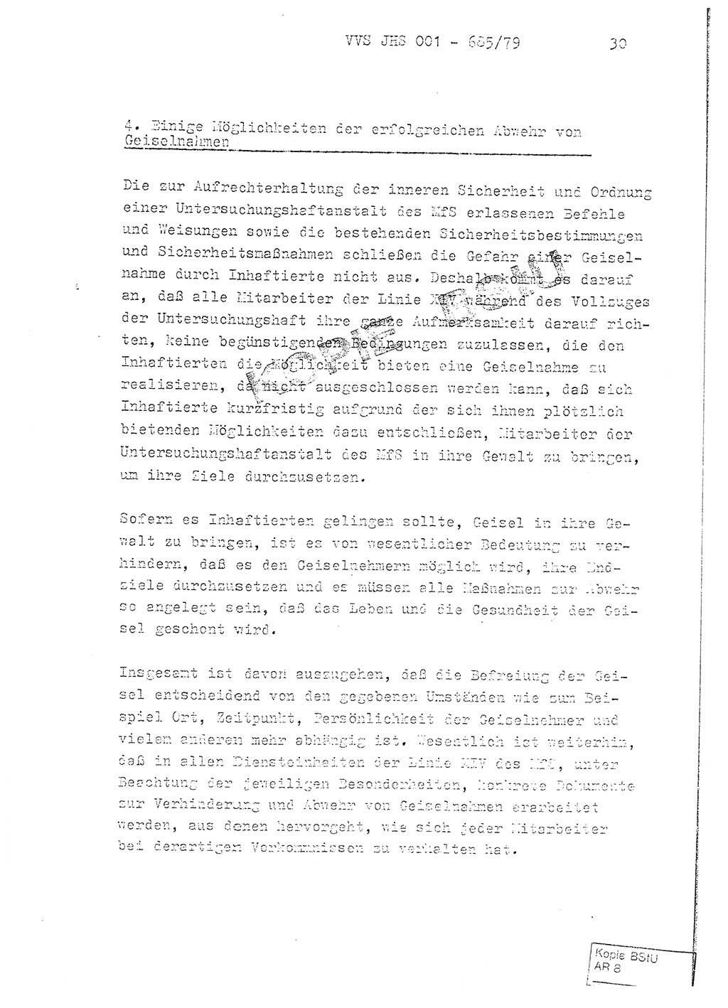 Fachschulabschlußarbeit Oberleutnant Helmut Peckruhn (BV Bln. Abt. ⅩⅣ), Ministerium für Staatssicherheit (MfS) [Deutsche Demokratische Republik (DDR)], Juristische Hochschule (JHS), Vertrauliche Verschlußsache (VVS) 001-685/79, Potsdam 1979, Seite 30 (FS-Abschl.-Arb. MfS DDR JHS VVS 001-685/79 1979, S. 30)