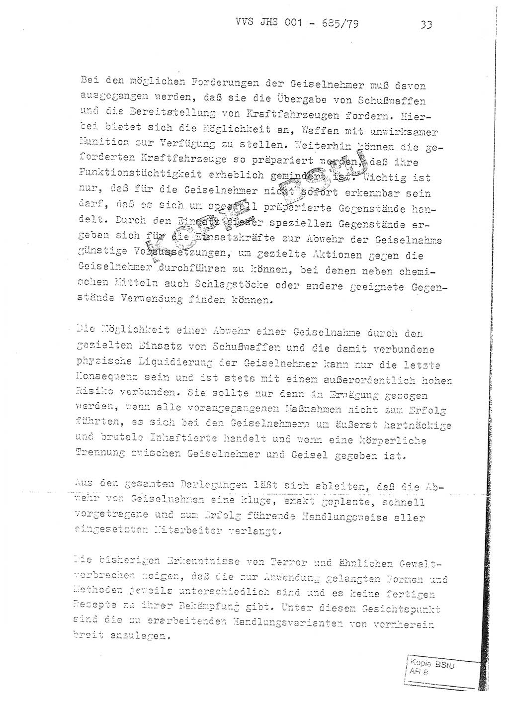 Fachschulabschlußarbeit Oberleutnant Helmut Peckruhn (BV Bln. Abt. ⅩⅣ), Ministerium für Staatssicherheit (MfS) [Deutsche Demokratische Republik (DDR)], Juristische Hochschule (JHS), Vertrauliche Verschlußsache (VVS) 001-685/79, Potsdam 1979, Seite 33 (FS-Abschl.-Arb. MfS DDR JHS VVS 001-685/79 1979, S. 33)