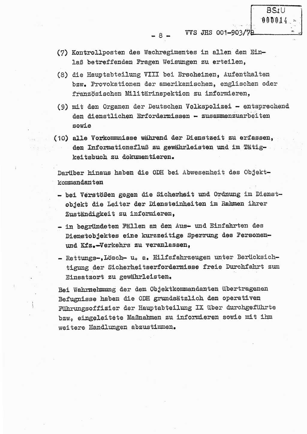 Fachschulabschlußarbeit Oberleutnant Jochen Pfeffer (HA Ⅸ/AGL), Ministerium für Staatssicherheit (MfS) [Deutsche Demokratische Republik (DDR)], Juristische Hochschule (JHS), Vertrauliche Verschlußsache (VVS) 001-903/79, Potsdam 1979, Seite 8 (FS-Abschl.-Arb. MfS DDR JHS VVS 001-903/79 1979, S. 8)