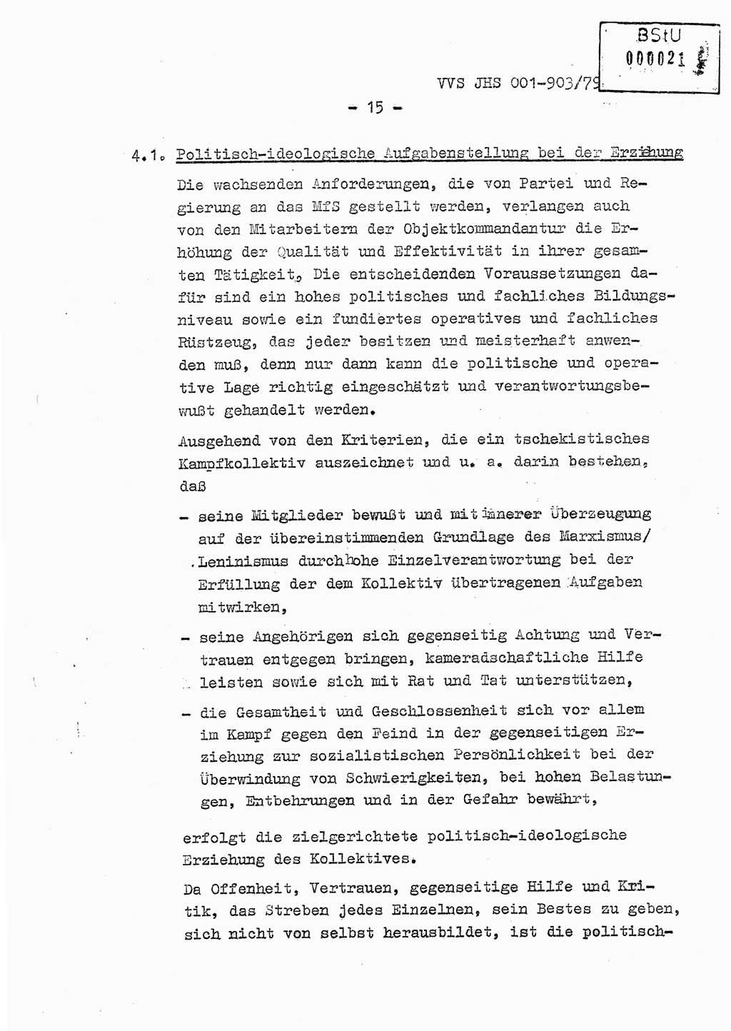 Fachschulabschlußarbeit Oberleutnant Jochen Pfeffer (HA Ⅸ/AGL), Ministerium für Staatssicherheit (MfS) [Deutsche Demokratische Republik (DDR)], Juristische Hochschule (JHS), Vertrauliche Verschlußsache (VVS) 001-903/79, Potsdam 1979, Seite 15 (FS-Abschl.-Arb. MfS DDR JHS VVS 001-903/79 1979, S. 15)