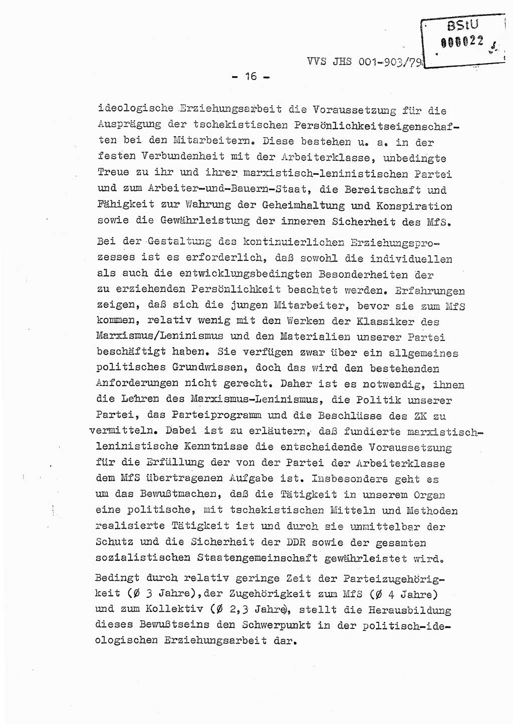 Fachschulabschlußarbeit Oberleutnant Jochen Pfeffer (HA Ⅸ/AGL), Ministerium für Staatssicherheit (MfS) [Deutsche Demokratische Republik (DDR)], Juristische Hochschule (JHS), Vertrauliche Verschlußsache (VVS) 001-903/79, Potsdam 1979, Seite 16 (FS-Abschl.-Arb. MfS DDR JHS VVS 001-903/79 1979, S. 16)