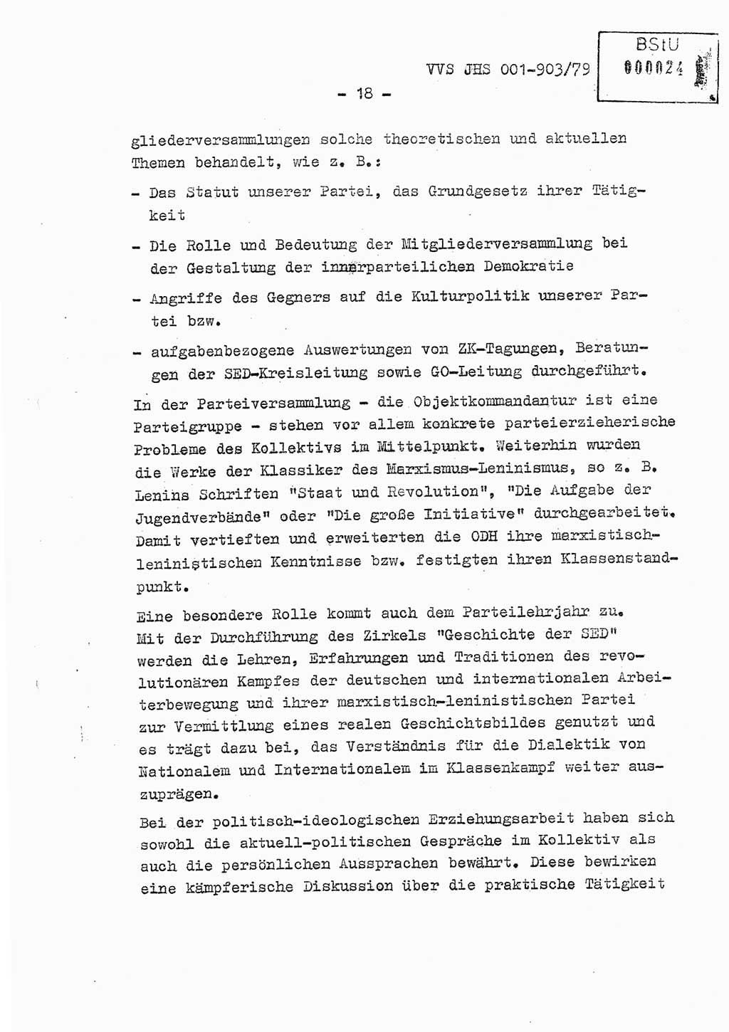 Fachschulabschlußarbeit Oberleutnant Jochen Pfeffer (HA Ⅸ/AGL), Ministerium für Staatssicherheit (MfS) [Deutsche Demokratische Republik (DDR)], Juristische Hochschule (JHS), Vertrauliche Verschlußsache (VVS) 001-903/79, Potsdam 1979, Seite 18 (FS-Abschl.-Arb. MfS DDR JHS VVS 001-903/79 1979, S. 18)