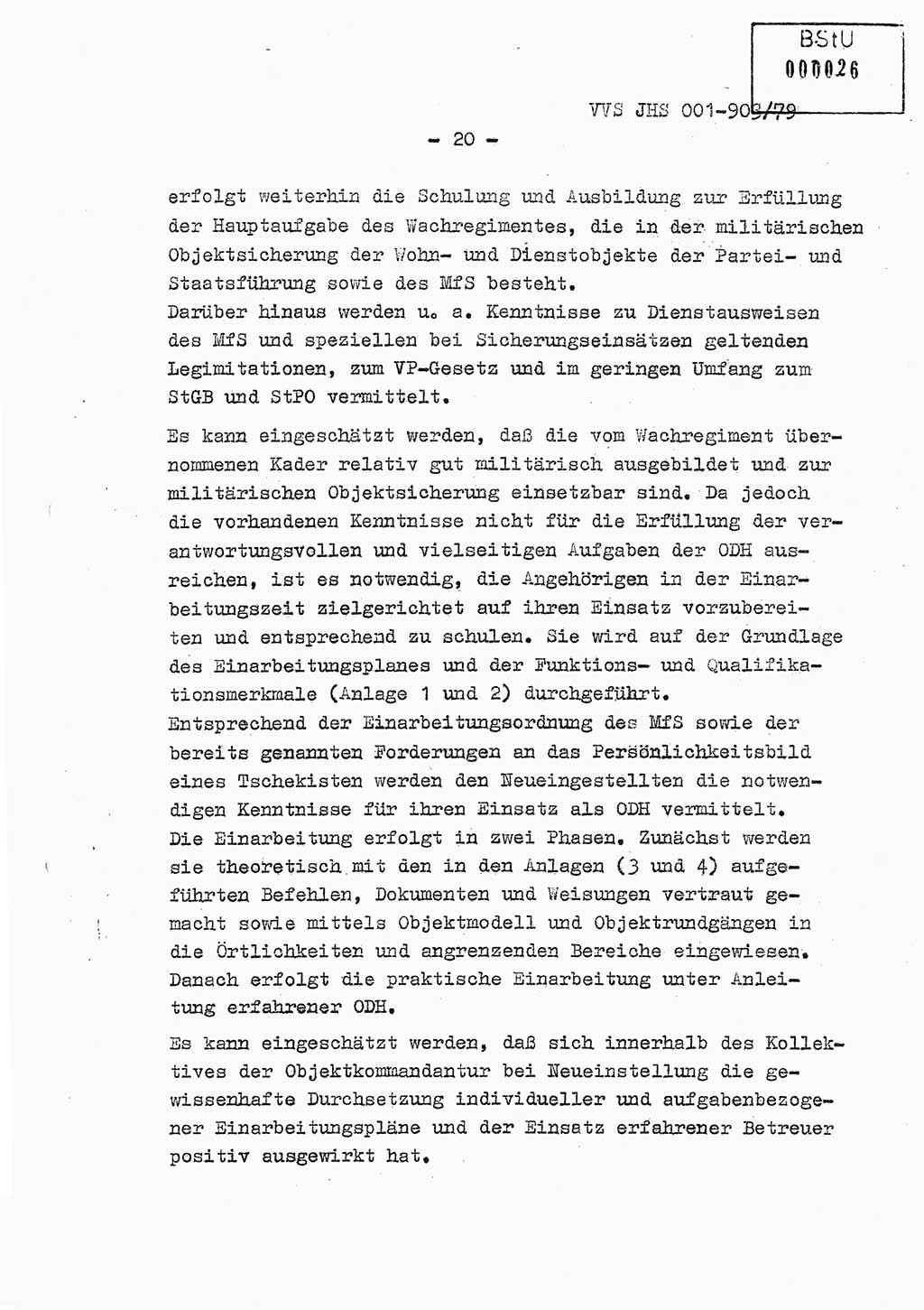 Fachschulabschlußarbeit Oberleutnant Jochen Pfeffer (HA Ⅸ/AGL), Ministerium für Staatssicherheit (MfS) [Deutsche Demokratische Republik (DDR)], Juristische Hochschule (JHS), Vertrauliche Verschlußsache (VVS) 001-903/79, Potsdam 1979, Seite 20 (FS-Abschl.-Arb. MfS DDR JHS VVS 001-903/79 1979, S. 20)