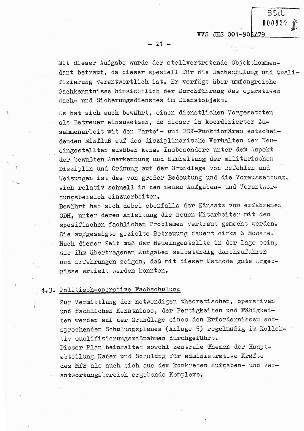 Fachschulabschlußarbeit Oberleutnant Jochen Pfeffer (HA Ⅸ/AGL), Ministerium für Staatssicherheit (MfS) [Deutsche Demokratische Republik (DDR)], Juristische Hochschule (JHS), Vertrauliche Verschlußsache (VVS) 001-903/79, Potsdam 1979, Seite 21 (FS-Abschl.-Arb. MfS DDR JHS VVS 001-903/79 1979, S. 21)
