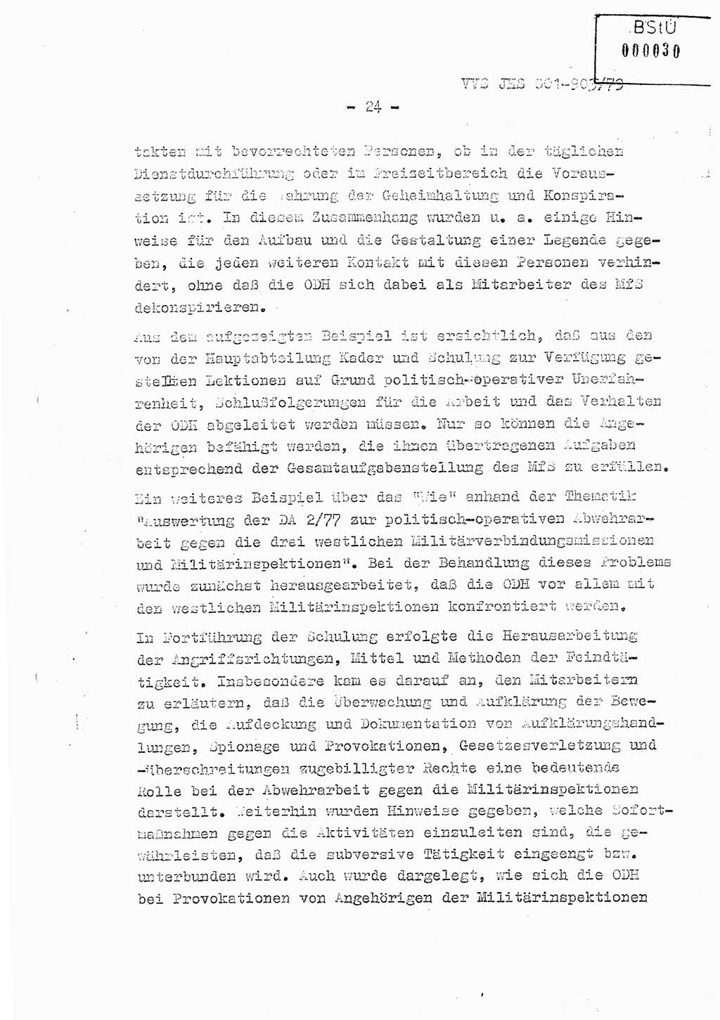 Fachschulabschlußarbeit Oberleutnant Jochen Pfeffer (HA Ⅸ/AGL), Ministerium für Staatssicherheit (MfS) [Deutsche Demokratische Republik (DDR)], Juristische Hochschule (JHS), Vertrauliche Verschlußsache (VVS) 001-903/79, Potsdam 1979, Seite 24 (FS-Abschl.-Arb. MfS DDR JHS VVS 001-903/79 1979, S. 24)