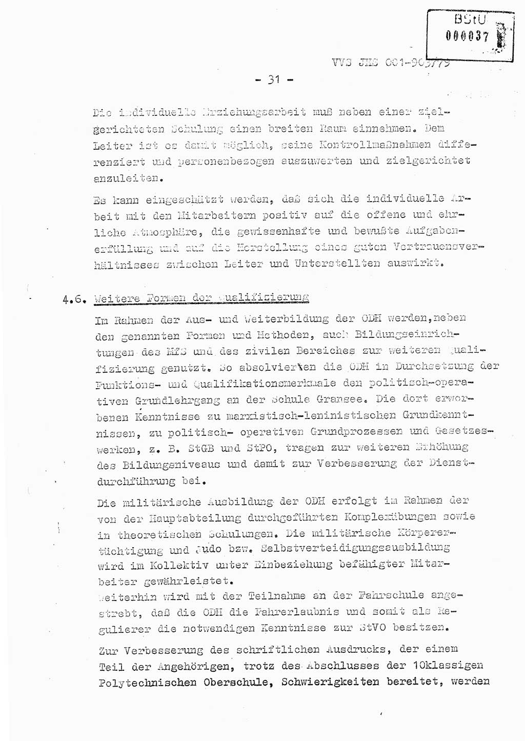 Fachschulabschlußarbeit Oberleutnant Jochen Pfeffer (HA Ⅸ/AGL), Ministerium für Staatssicherheit (MfS) [Deutsche Demokratische Republik (DDR)], Juristische Hochschule (JHS), Vertrauliche Verschlußsache (VVS) 001-903/79, Potsdam 1979, Seite 31 (FS-Abschl.-Arb. MfS DDR JHS VVS 001-903/79 1979, S. 31)