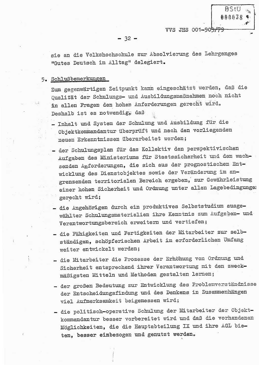 Fachschulabschlußarbeit Oberleutnant Jochen Pfeffer (HA Ⅸ/AGL), Ministerium für Staatssicherheit (MfS) [Deutsche Demokratische Republik (DDR)], Juristische Hochschule (JHS), Vertrauliche Verschlußsache (VVS) 001-903/79, Potsdam 1979, Seite 32 (FS-Abschl.-Arb. MfS DDR JHS VVS 001-903/79 1979, S. 32)