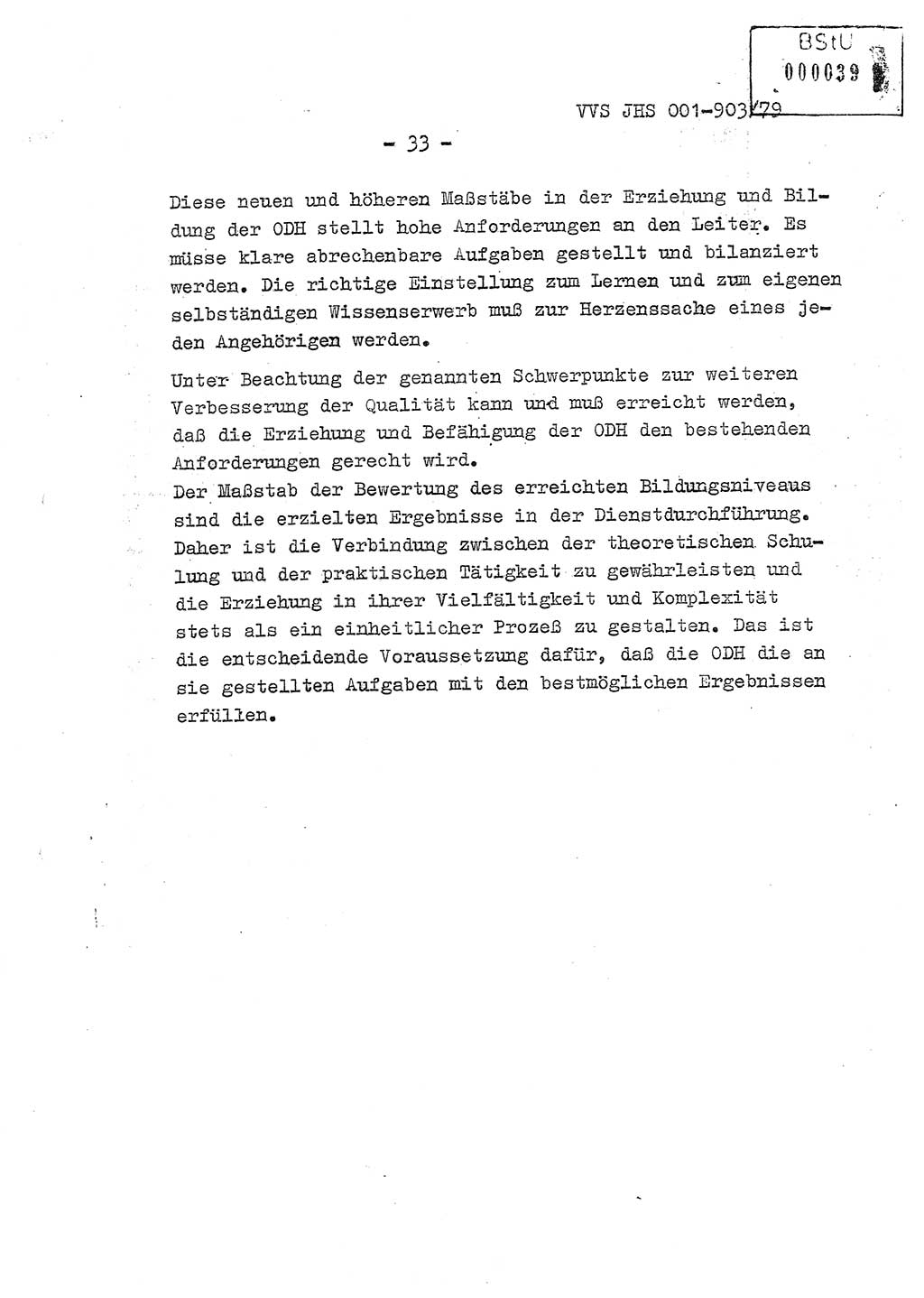 Fachschulabschlußarbeit Oberleutnant Jochen Pfeffer (HA Ⅸ/AGL), Ministerium für Staatssicherheit (MfS) [Deutsche Demokratische Republik (DDR)], Juristische Hochschule (JHS), Vertrauliche Verschlußsache (VVS) 001-903/79, Potsdam 1979, Seite 33 (FS-Abschl.-Arb. MfS DDR JHS VVS 001-903/79 1979, S. 33)