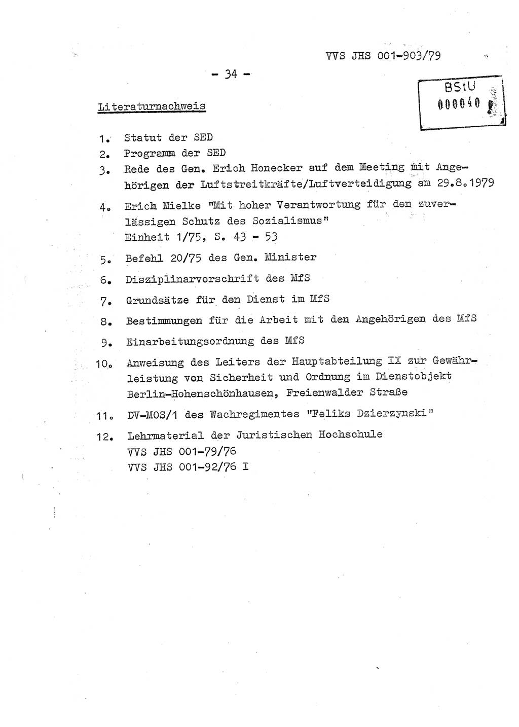 Fachschulabschlußarbeit Oberleutnant Jochen Pfeffer (HA Ⅸ/AGL), Ministerium für Staatssicherheit (MfS) [Deutsche Demokratische Republik (DDR)], Juristische Hochschule (JHS), Vertrauliche Verschlußsache (VVS) 001-903/79, Potsdam 1979, Seite 34 (FS-Abschl.-Arb. MfS DDR JHS VVS 001-903/79 1979, S. 34)