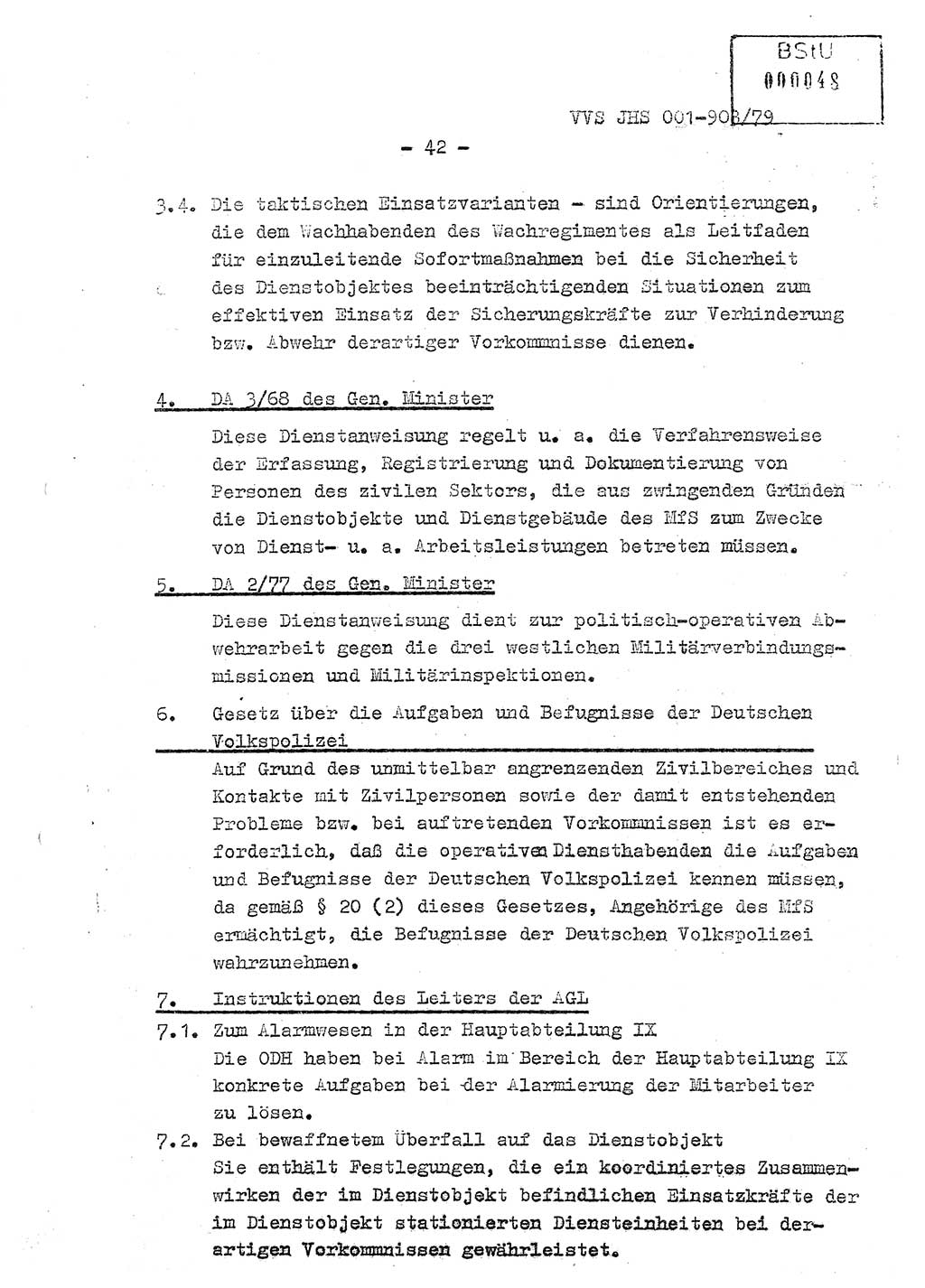 Fachschulabschlußarbeit Oberleutnant Jochen Pfeffer (HA Ⅸ/AGL), Ministerium für Staatssicherheit (MfS) [Deutsche Demokratische Republik (DDR)], Juristische Hochschule (JHS), Vertrauliche Verschlußsache (VVS) 001-903/79, Potsdam 1979, Seite 42 (FS-Abschl.-Arb. MfS DDR JHS VVS 001-903/79 1979, S. 42)