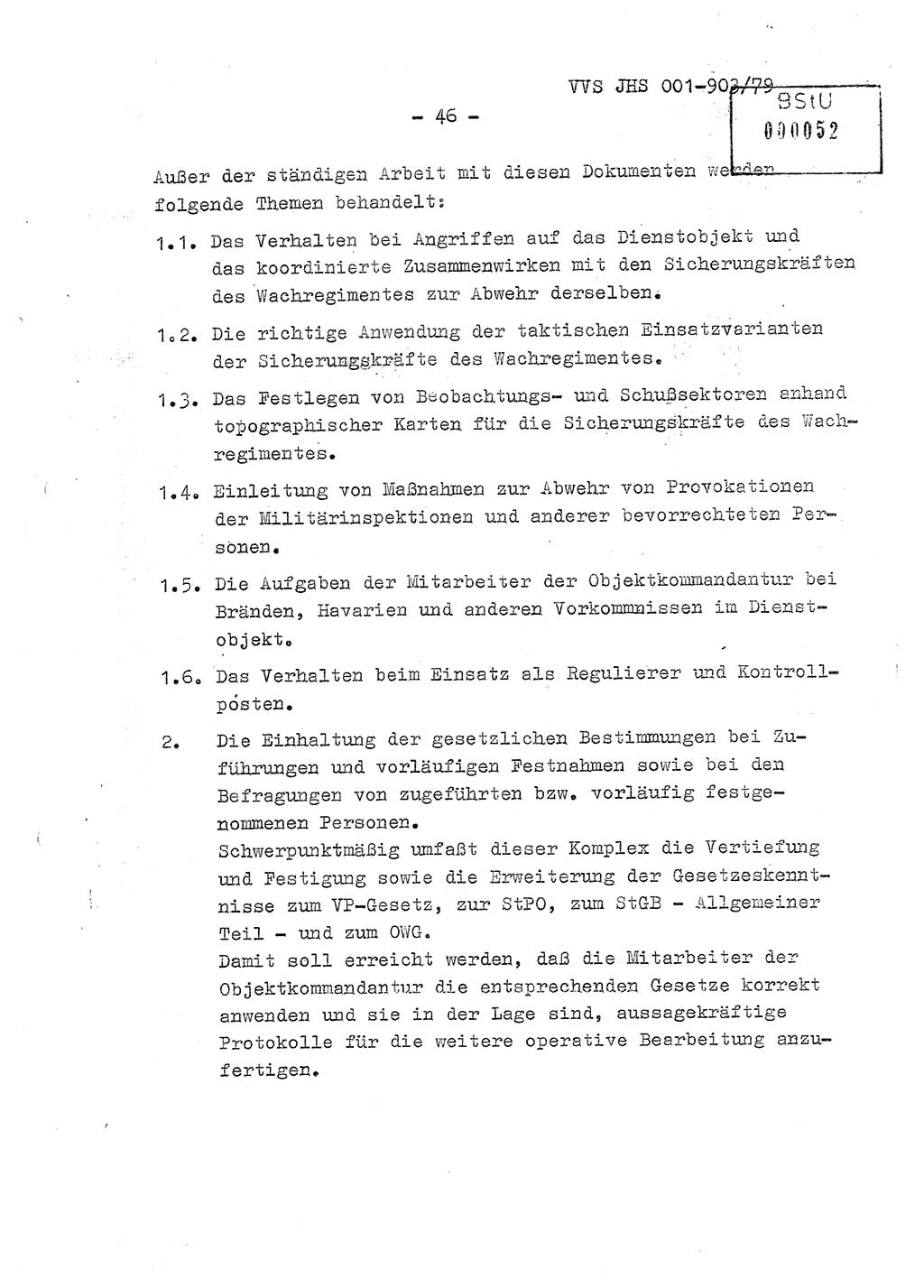 Fachschulabschlußarbeit Oberleutnant Jochen Pfeffer (HA Ⅸ/AGL), Ministerium für Staatssicherheit (MfS) [Deutsche Demokratische Republik (DDR)], Juristische Hochschule (JHS), Vertrauliche Verschlußsache (VVS) 001-903/79, Potsdam 1979, Seite 46 (FS-Abschl.-Arb. MfS DDR JHS VVS 001-903/79 1979, S. 46)