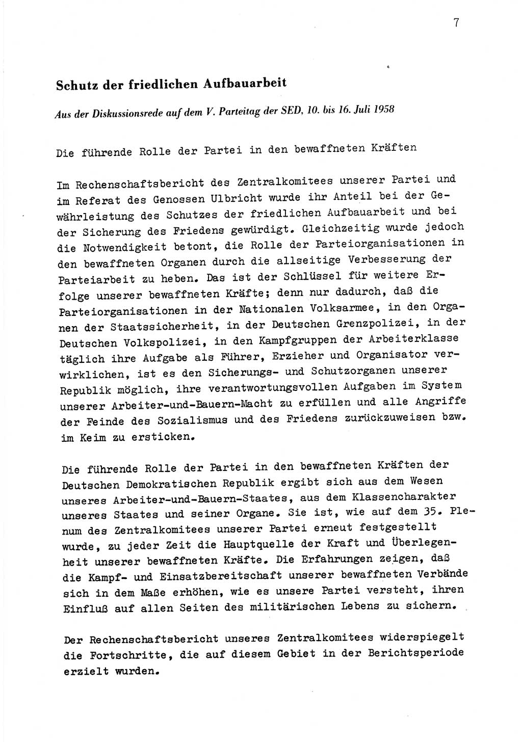 Zu Fragen der Parteiarbeit [Sozialistische Einheitspartei Deutschlands (SED) Deutsche Demokratische Republik (DDR)] 1979, Seite 7 (Fr. PA SED DDR 1979, S. 7)