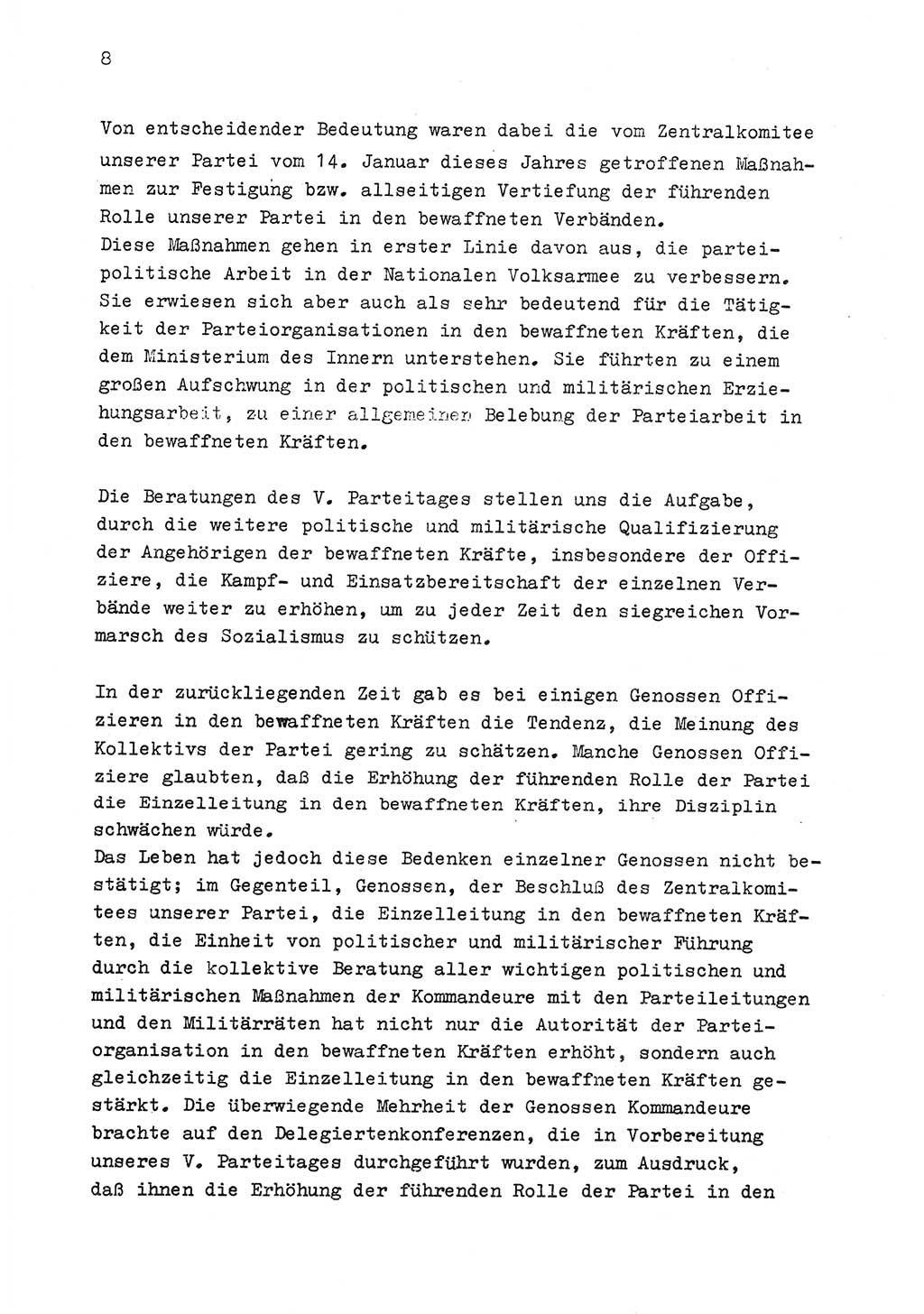 Zu Fragen der Parteiarbeit [Sozialistische Einheitspartei Deutschlands (SED) Deutsche Demokratische Republik (DDR)] 1979, Seite 8 (Fr. PA SED DDR 1979, S. 8)