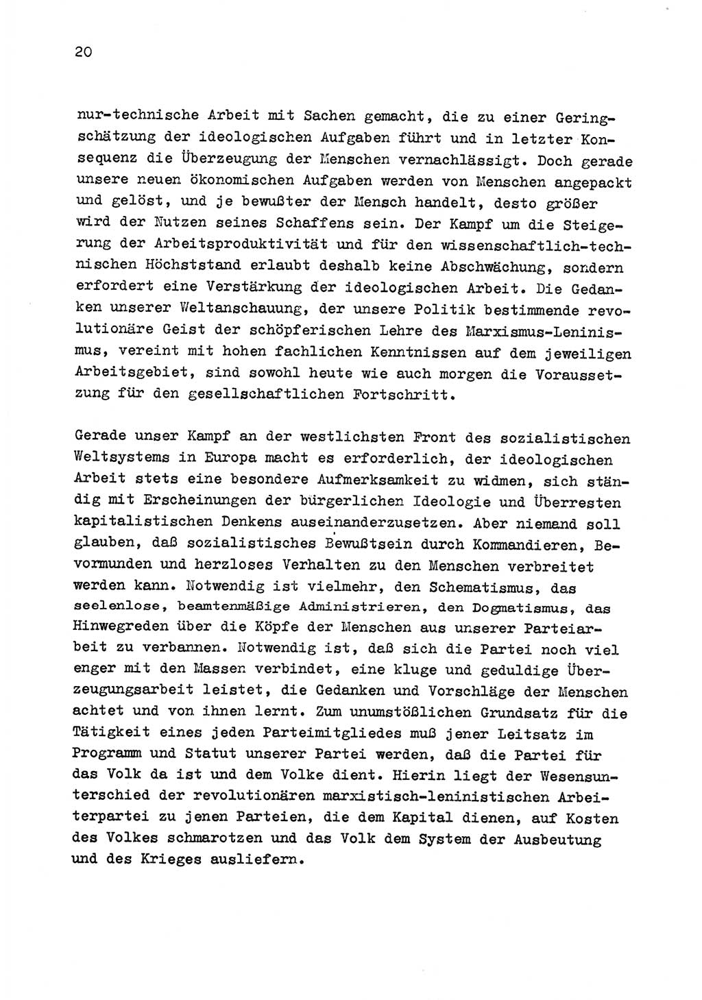 Zu Fragen der Parteiarbeit [Sozialistische Einheitspartei Deutschlands (SED) Deutsche Demokratische Republik (DDR)] 1979, Seite 20 (Fr. PA SED DDR 1979, S. 20)