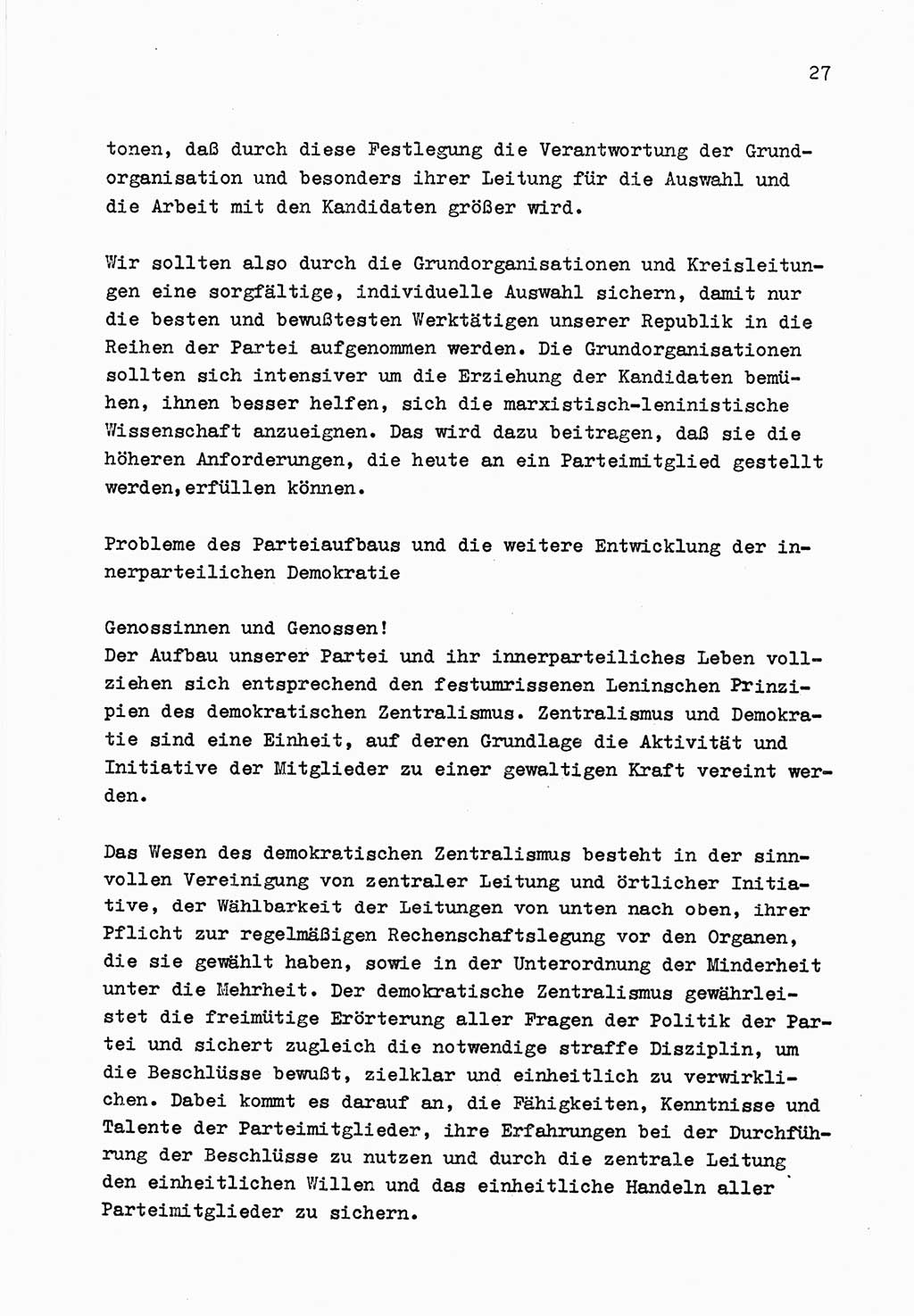 Zu Fragen der Parteiarbeit [Sozialistische Einheitspartei Deutschlands (SED) Deutsche Demokratische Republik (DDR)] 1979, Seite 27 (Fr. PA SED DDR 1979, S. 27)