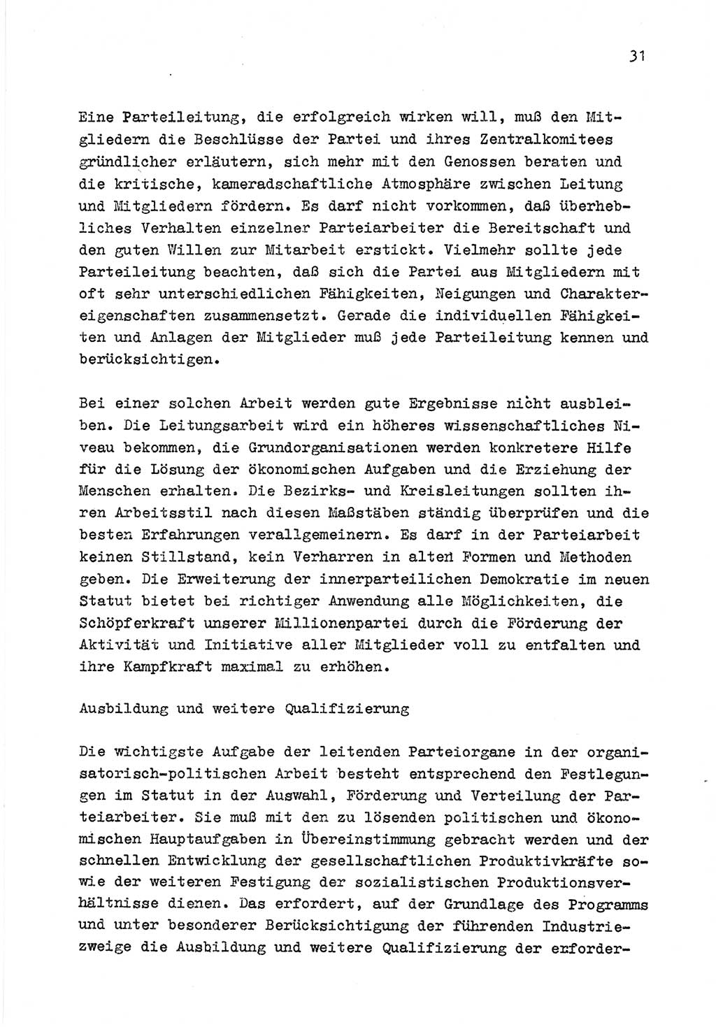 Zu Fragen der Parteiarbeit [Sozialistische Einheitspartei Deutschlands (SED) Deutsche Demokratische Republik (DDR)] 1979, Seite 31 (Fr. PA SED DDR 1979, S. 31)