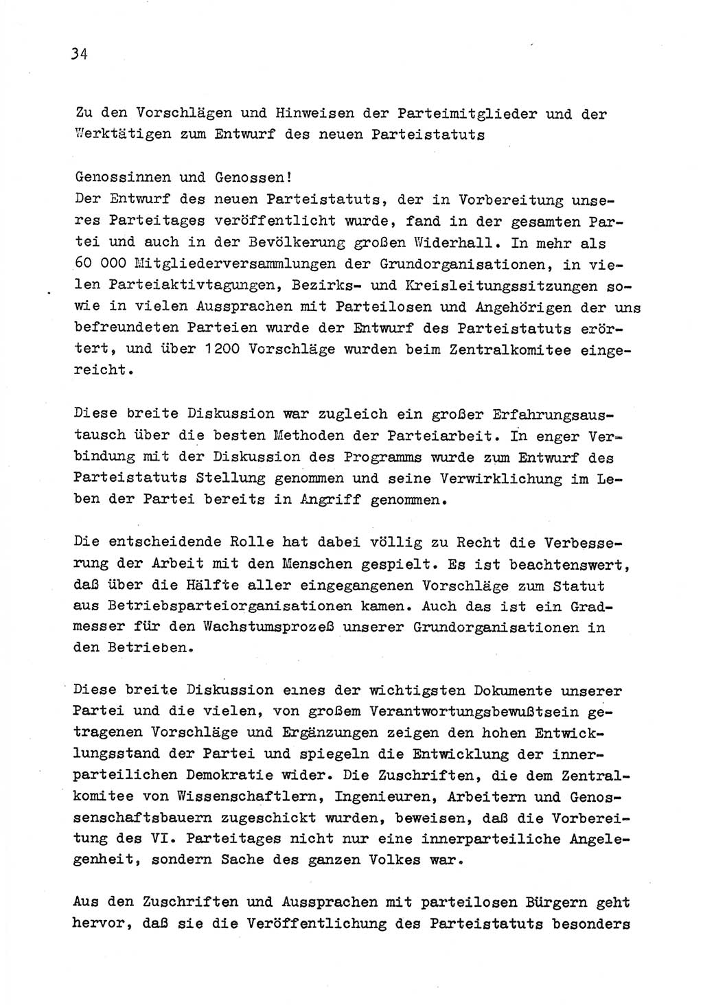 Zu Fragen der Parteiarbeit [Sozialistische Einheitspartei Deutschlands (SED) Deutsche Demokratische Republik (DDR)] 1979, Seite 34 (Fr. PA SED DDR 1979, S. 34)