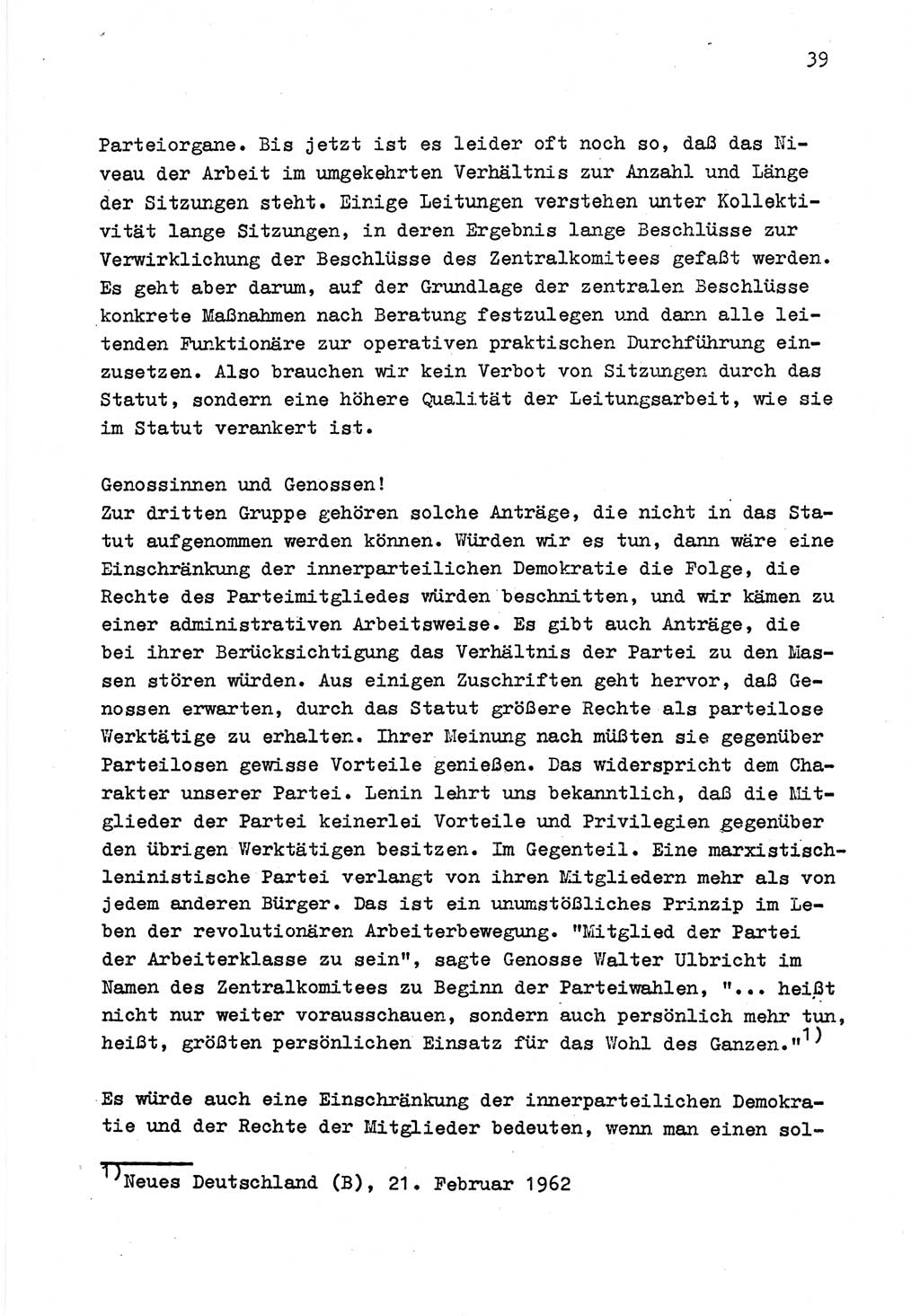 Zu Fragen der Parteiarbeit [Sozialistische Einheitspartei Deutschlands (SED) Deutsche Demokratische Republik (DDR)] 1979, Seite 39 (Fr. PA SED DDR 1979, S. 39)