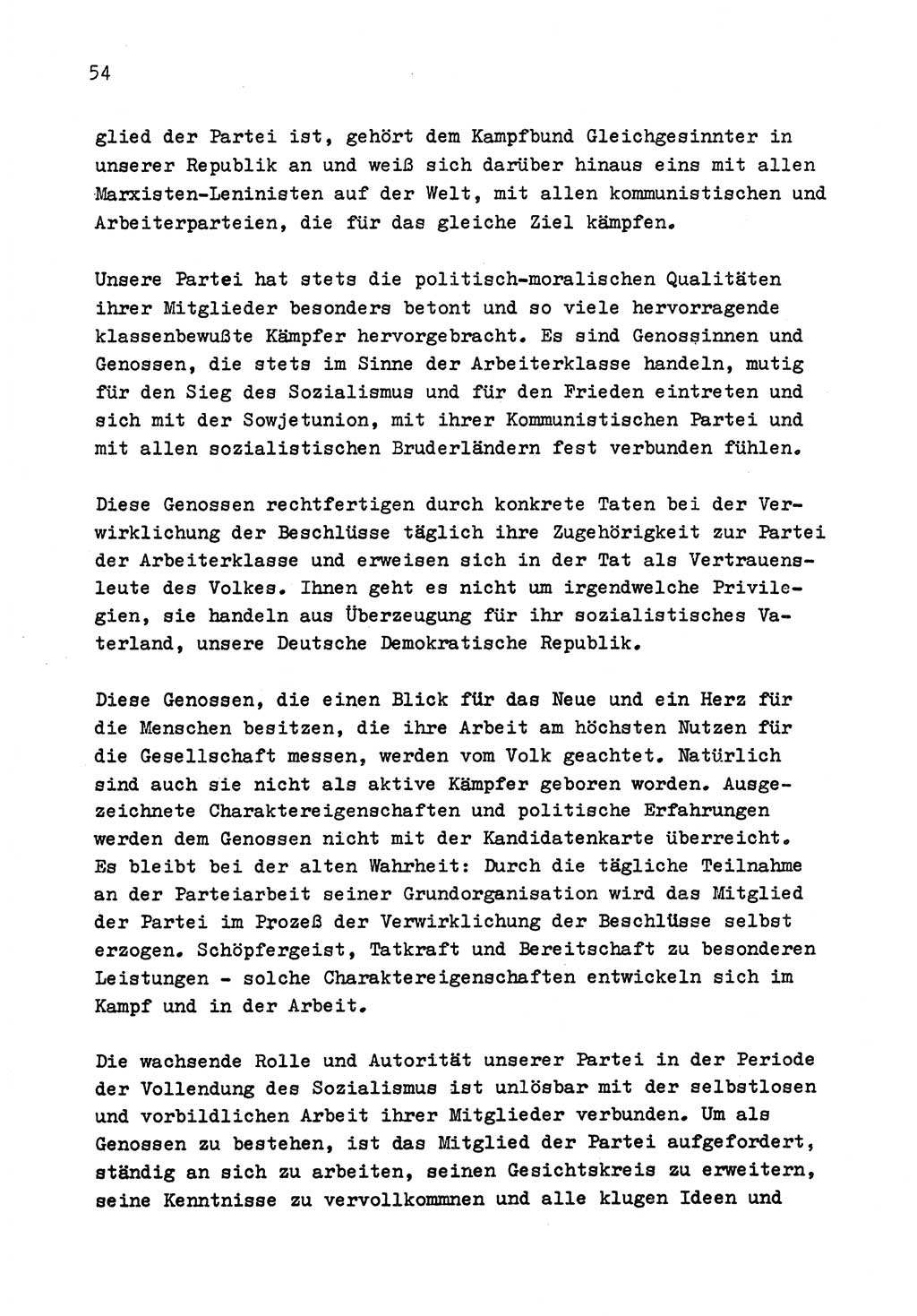 Zu Fragen der Parteiarbeit [Sozialistische Einheitspartei Deutschlands (SED) Deutsche Demokratische Republik (DDR)] 1979, Seite 54 (Fr. PA SED DDR 1979, S. 54)