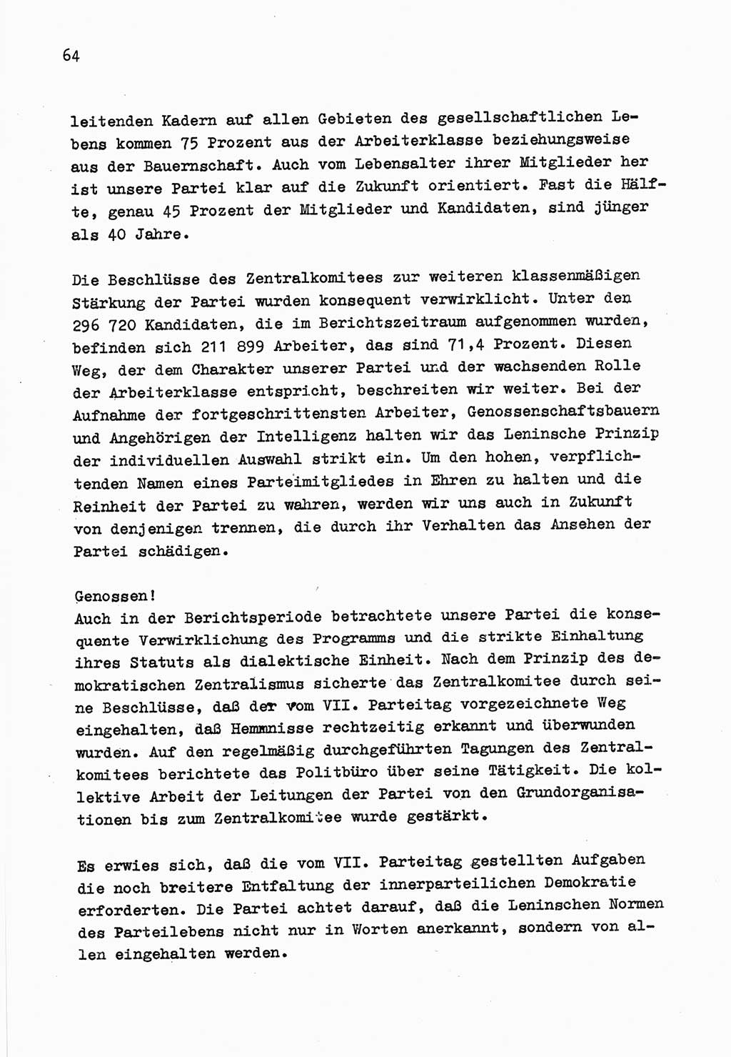 Zu Fragen der Parteiarbeit [Sozialistische Einheitspartei Deutschlands (SED) Deutsche Demokratische Republik (DDR)] 1979, Seite 64 (Fr. PA SED DDR 1979, S. 64)