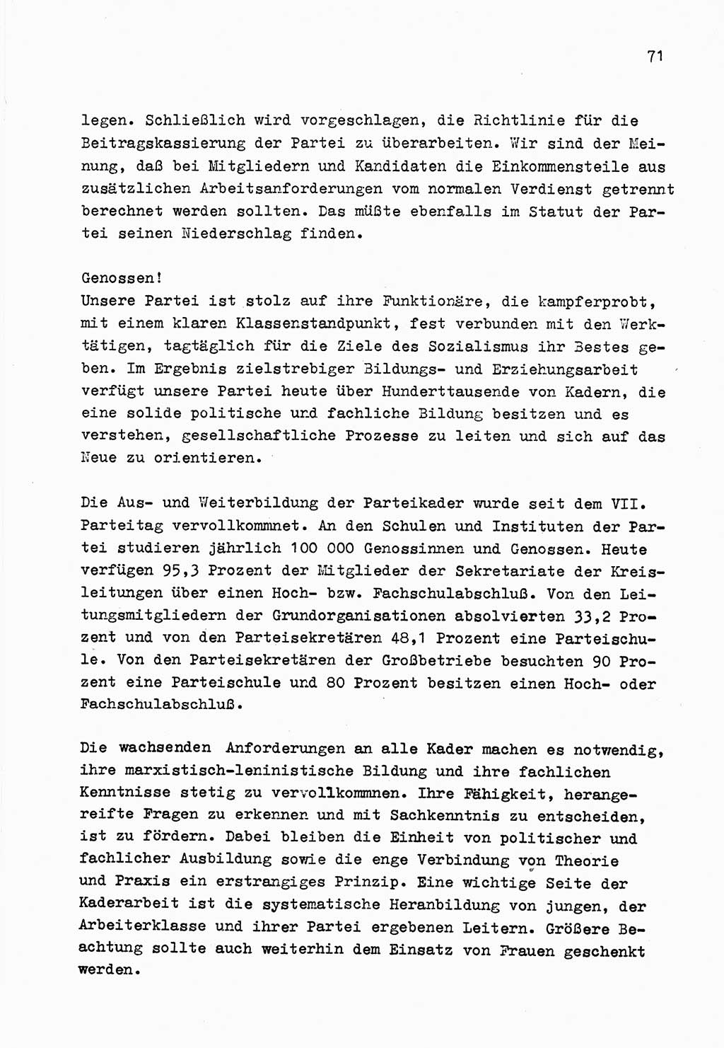 Zu Fragen der Parteiarbeit [Sozialistische Einheitspartei Deutschlands (SED) Deutsche Demokratische Republik (DDR)] 1979, Seite 71 (Fr. PA SED DDR 1979, S. 71)