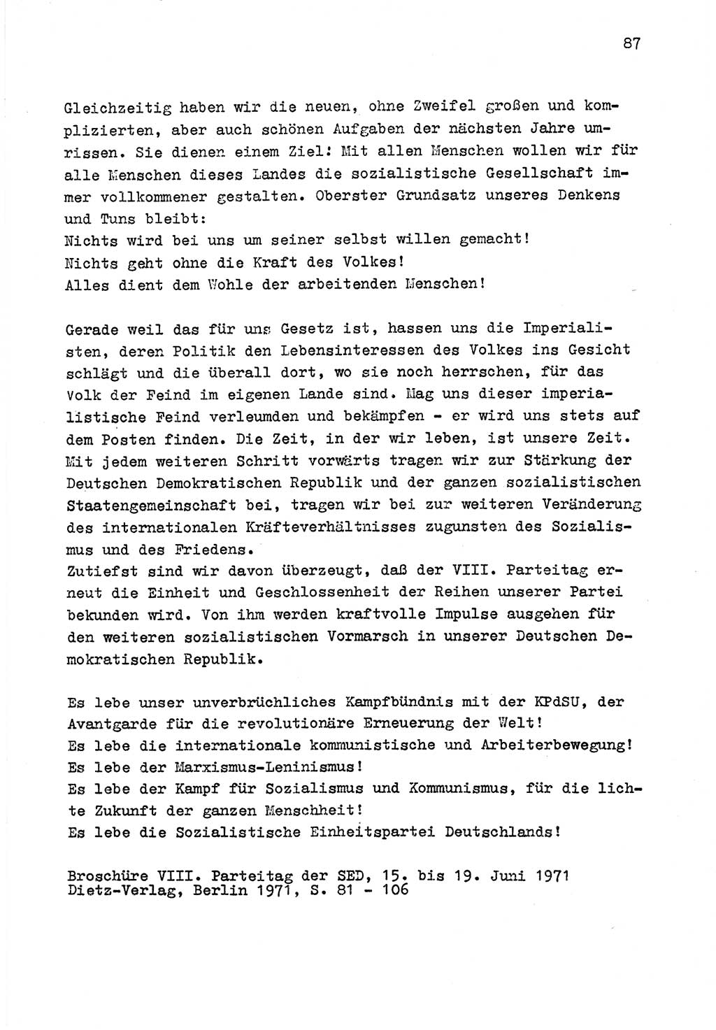 Zu Fragen der Parteiarbeit [Sozialistische Einheitspartei Deutschlands (SED) Deutsche Demokratische Republik (DDR)] 1979, Seite 87 (Fr. PA SED DDR 1979, S. 87)
