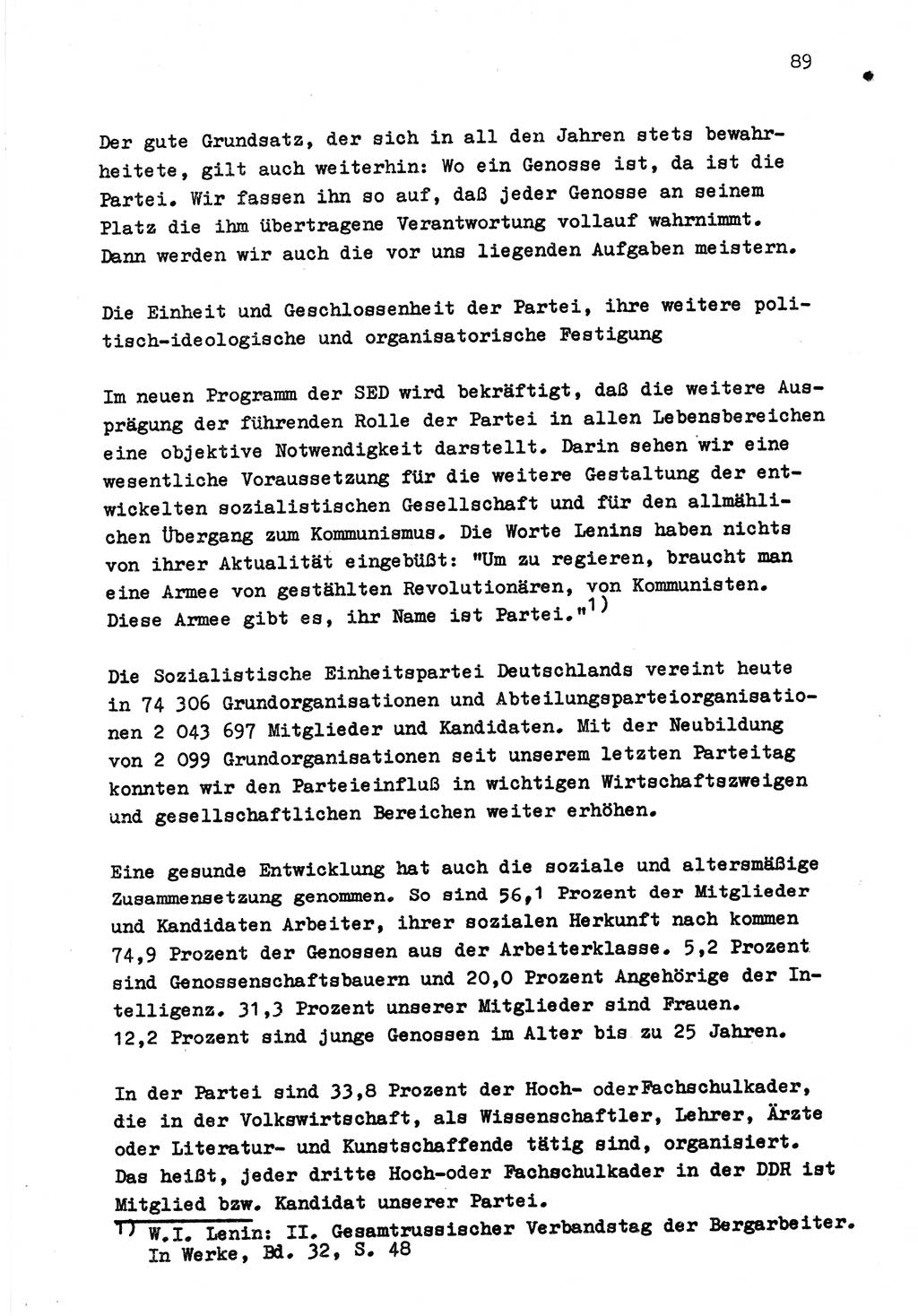 Zu Fragen der Parteiarbeit [Sozialistische Einheitspartei Deutschlands (SED) Deutsche Demokratische Republik (DDR)] 1979, Seite 89 (Fr. PA SED DDR 1979, S. 89)