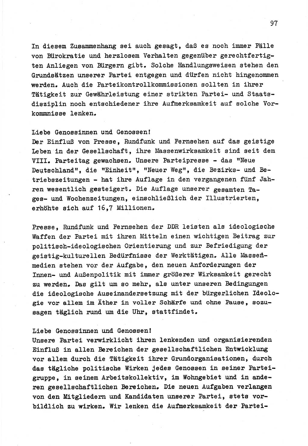 Zu Fragen der Parteiarbeit [Sozialistische Einheitspartei Deutschlands (SED) Deutsche Demokratische Republik (DDR)] 1979, Seite 97 (Fr. PA SED DDR 1979, S. 97)