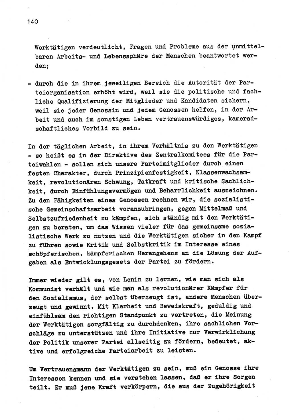 Zu Fragen der Parteiarbeit [Sozialistische Einheitspartei Deutschlands (SED) Deutsche Demokratische Republik (DDR)] 1979, Seite 140 (Fr. PA SED DDR 1979, S. 140)