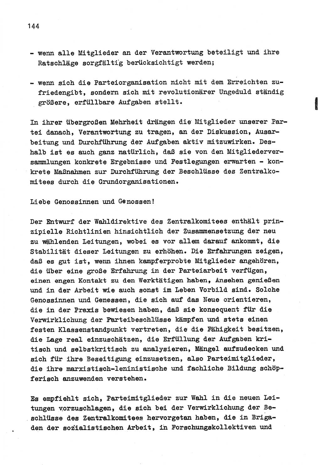 Zu Fragen der Parteiarbeit [Sozialistische Einheitspartei Deutschlands (SED) Deutsche Demokratische Republik (DDR)] 1979, Seite 144 (Fr. PA SED DDR 1979, S. 144)