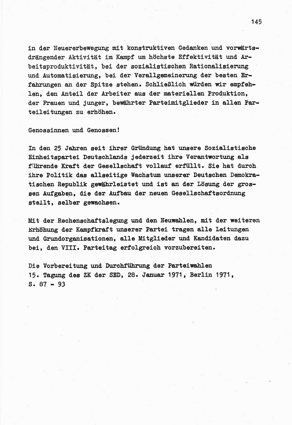 Zu Fragen der Parteiarbeit [Sozialistische Einheitspartei Deutschlands (SED) Deutsche Demokratische Republik (DDR)] 1979, Seite 145 (Fr. PA SED DDR 1979, S. 145)