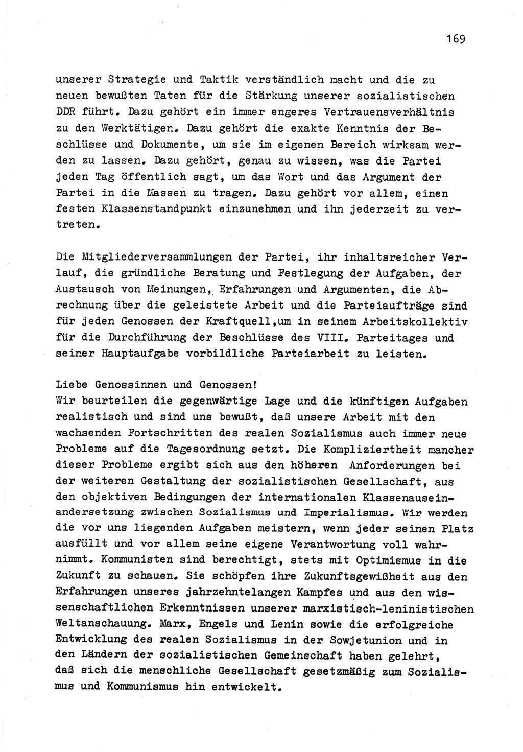 Zu Fragen der Parteiarbeit [Sozialistische Einheitspartei Deutschlands (SED) Deutsche Demokratische Republik (DDR)] 1979, Seite 169 (Fr. PA SED DDR 1979, S. 169)