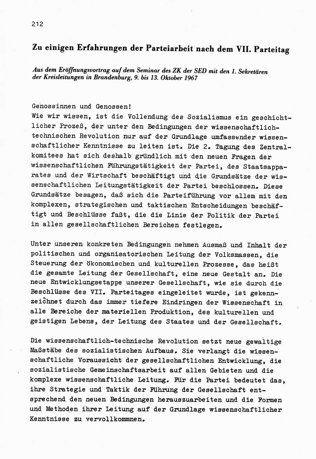 Zu Fragen der Parteiarbeit [Sozialistische Einheitspartei Deutschlands (SED) Deutsche Demokratische Republik (DDR)] 1979, Seite 212 (Fr. PA SED DDR 1979, S. 212)