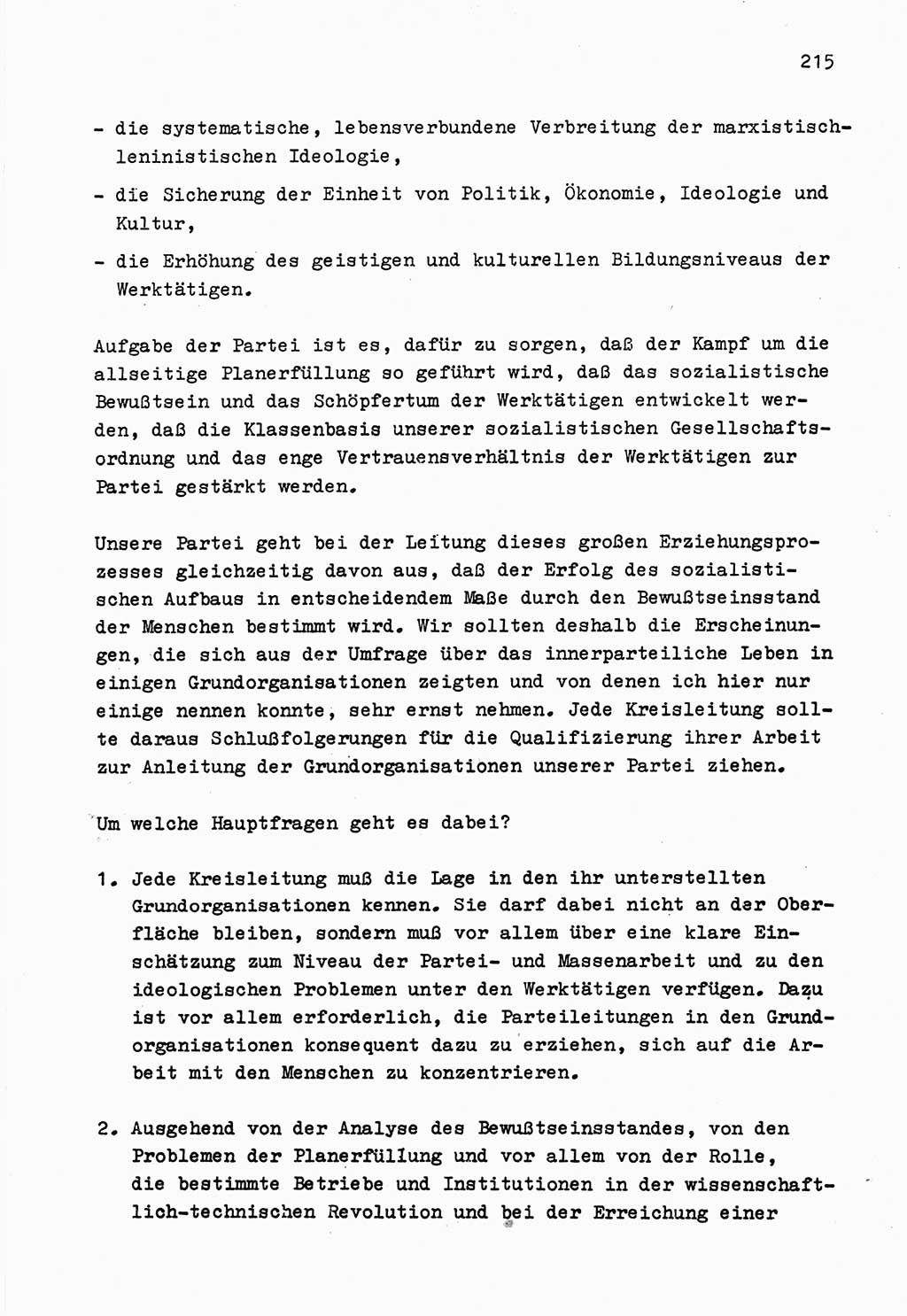 Zu Fragen der Parteiarbeit [Sozialistische Einheitspartei Deutschlands (SED) Deutsche Demokratische Republik (DDR)] 1979, Seite 215 (Fr. PA SED DDR 1979, S. 215)