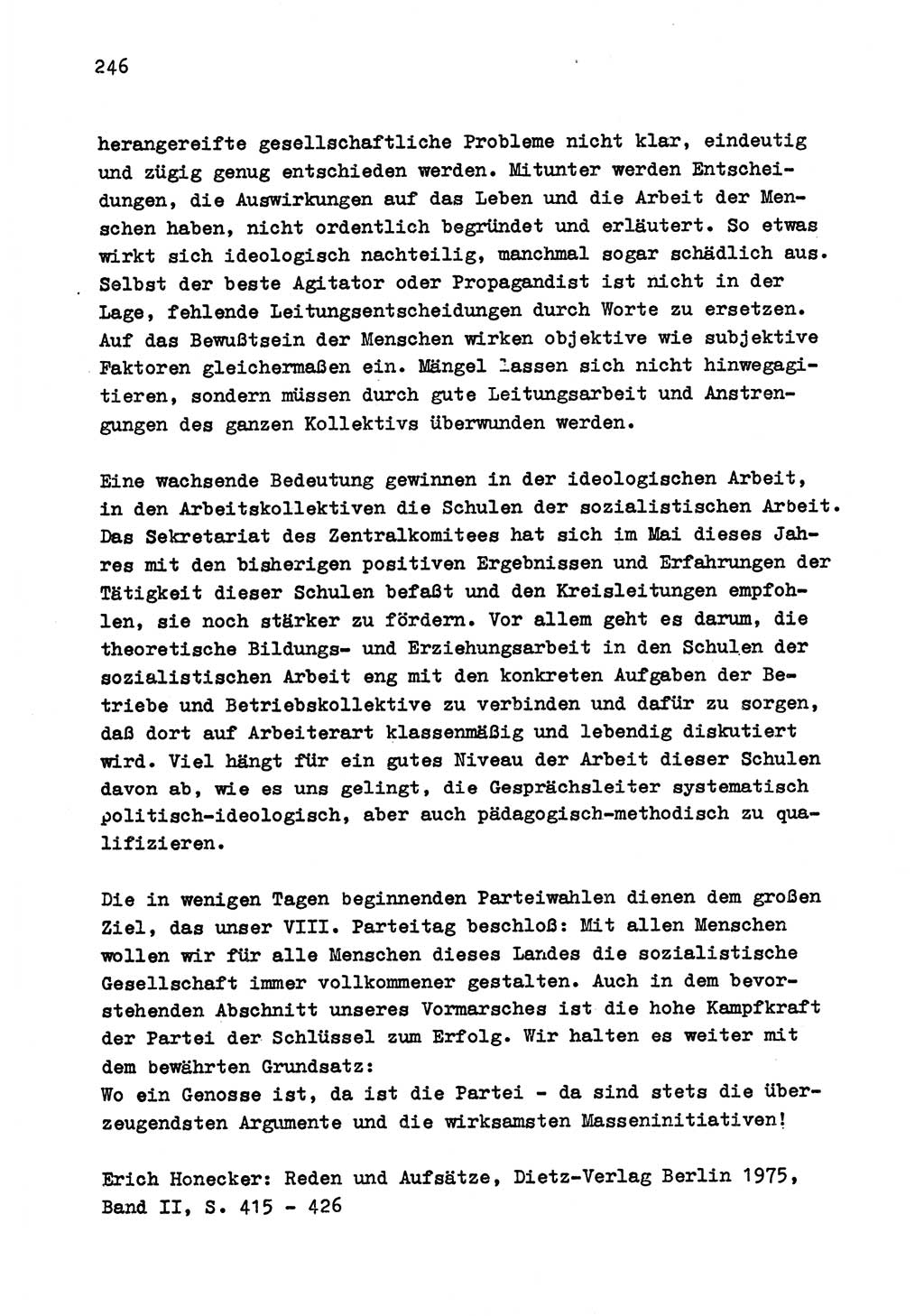 Zu Fragen der Parteiarbeit [Sozialistische Einheitspartei Deutschlands (SED) Deutsche Demokratische Republik (DDR)] 1979, Seite 246 (Fr. PA SED DDR 1979, S. 246)