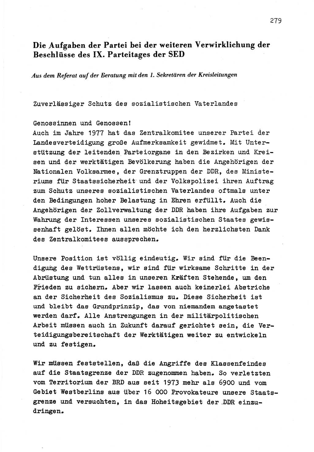 Zu Fragen der Parteiarbeit [Sozialistische Einheitspartei Deutschlands (SED) Deutsche Demokratische Republik (DDR)] 1979, Seite 279 (Fr. PA SED DDR 1979, S. 279)