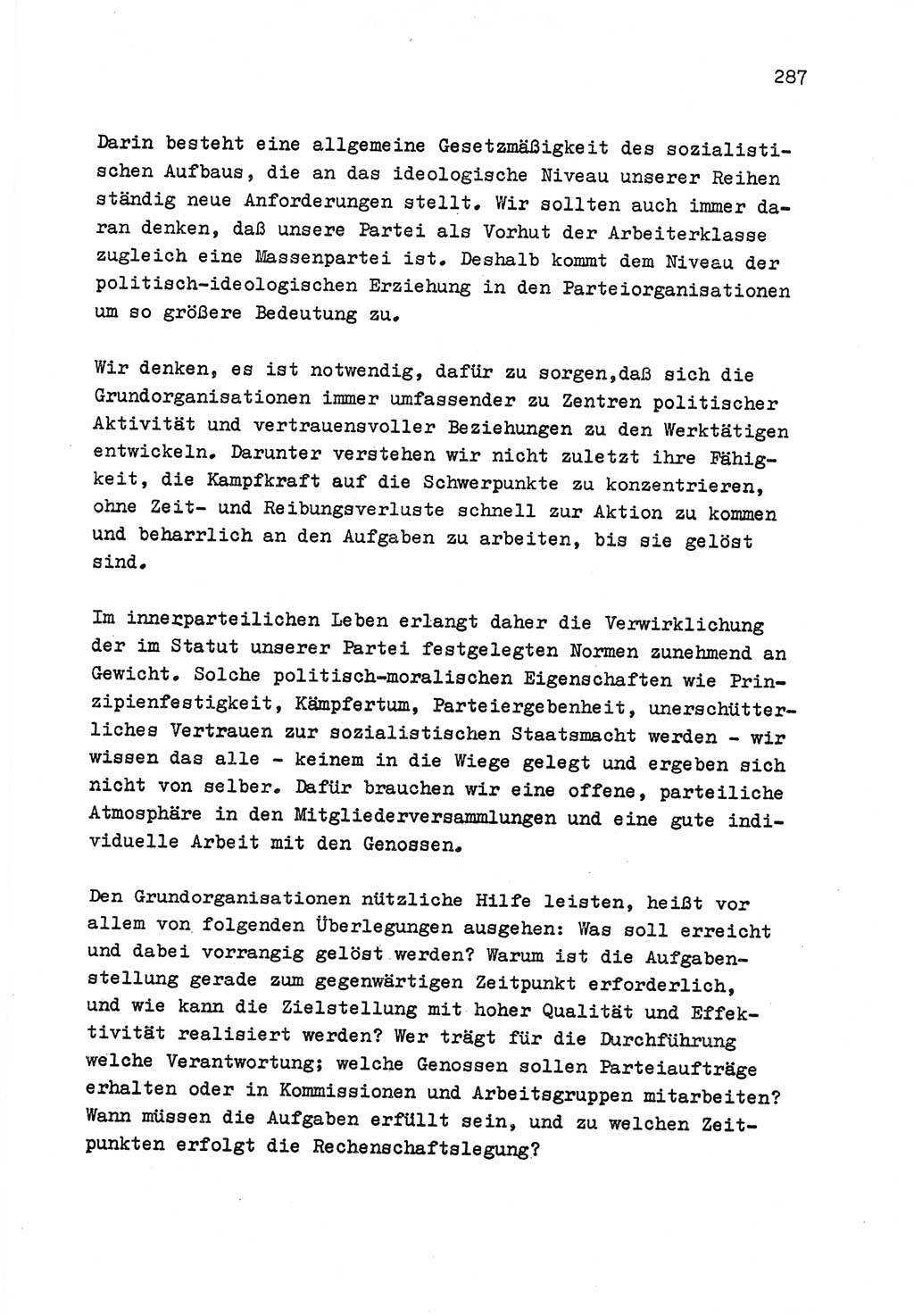 Zu Fragen der Parteiarbeit [Sozialistische Einheitspartei Deutschlands (SED) Deutsche Demokratische Republik (DDR)] 1979, Seite 287 (Fr. PA SED DDR 1979, S. 287)