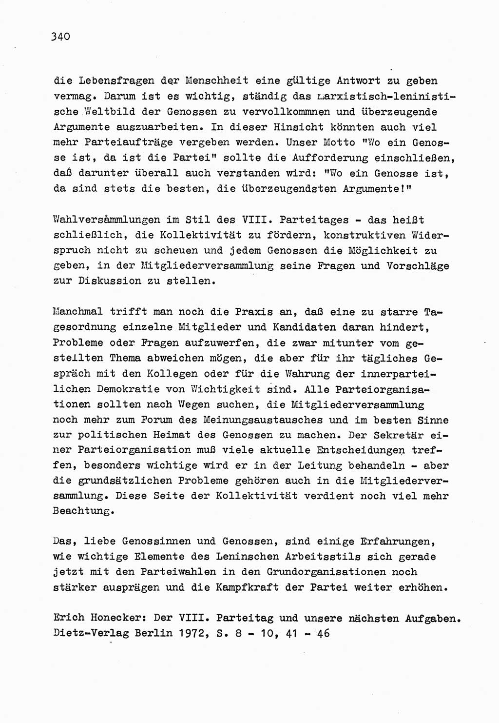 Zu Fragen der Parteiarbeit [Sozialistische Einheitspartei Deutschlands (SED) Deutsche Demokratische Republik (DDR)] 1979, Seite 340 (Fr. PA SED DDR 1979, S. 340)