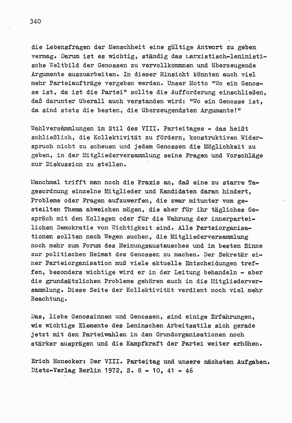 Zu Fragen der Parteiarbeit [Sozialistische Einheitspartei Deutschlands (SED) Deutsche Demokratische Republik (DDR)] 1979, Seite 340 (Fr. PA SED DDR 1979, S. 340)